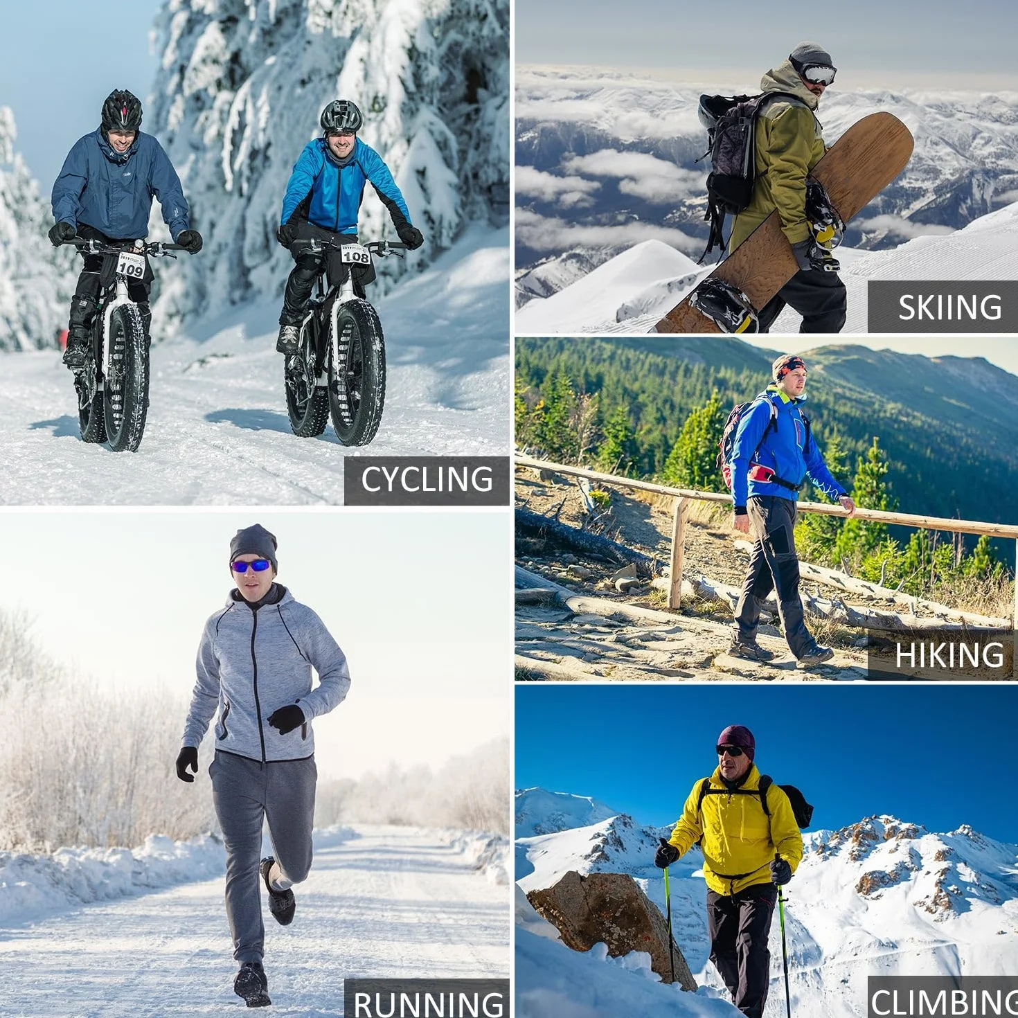 baleaf Pantalones de Ciclismo para Hombre Forro Polar Impermeables Resistentes al Viento Aislados