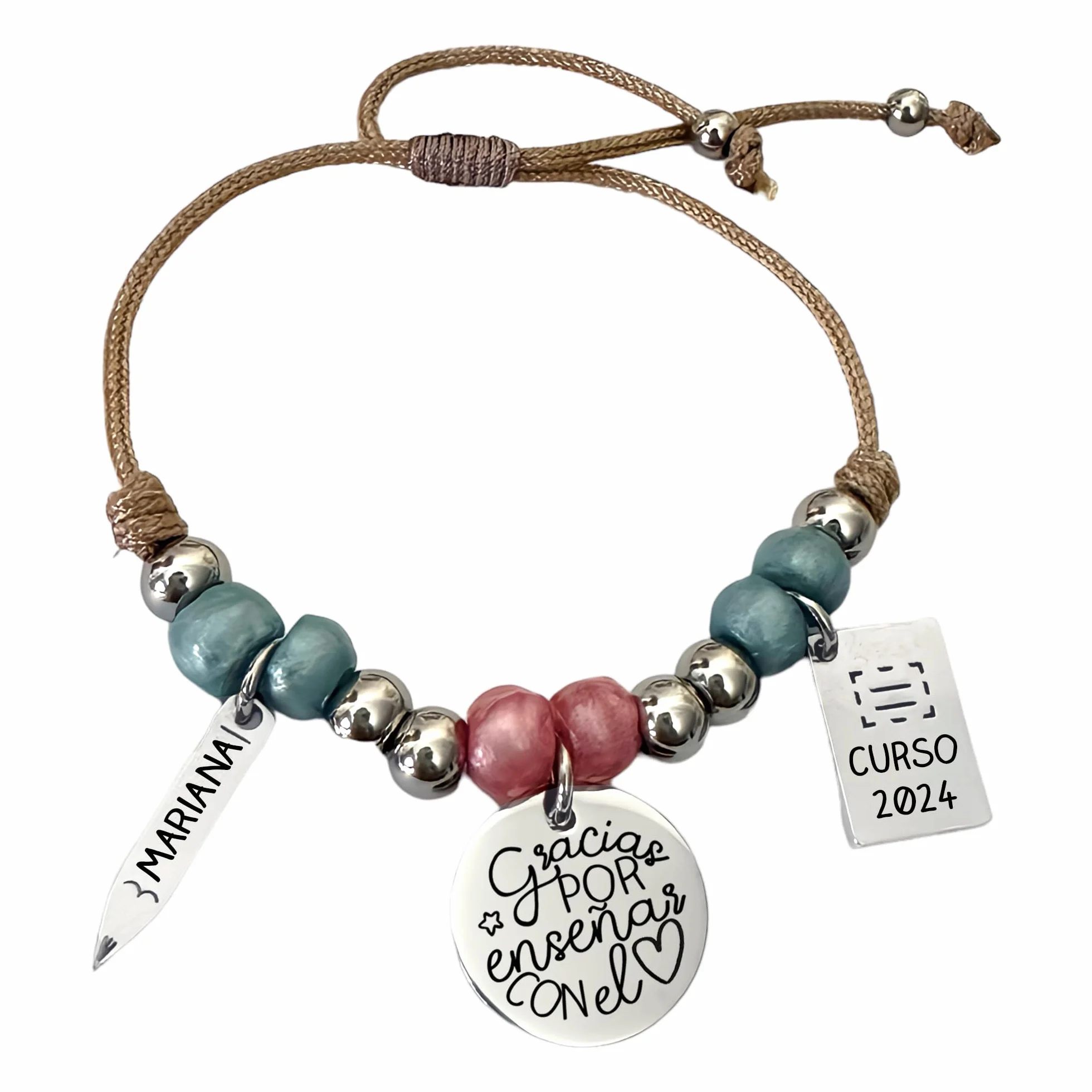 Pulsera personalizada para profesora acero inoxidable ajustable modelo VIVA