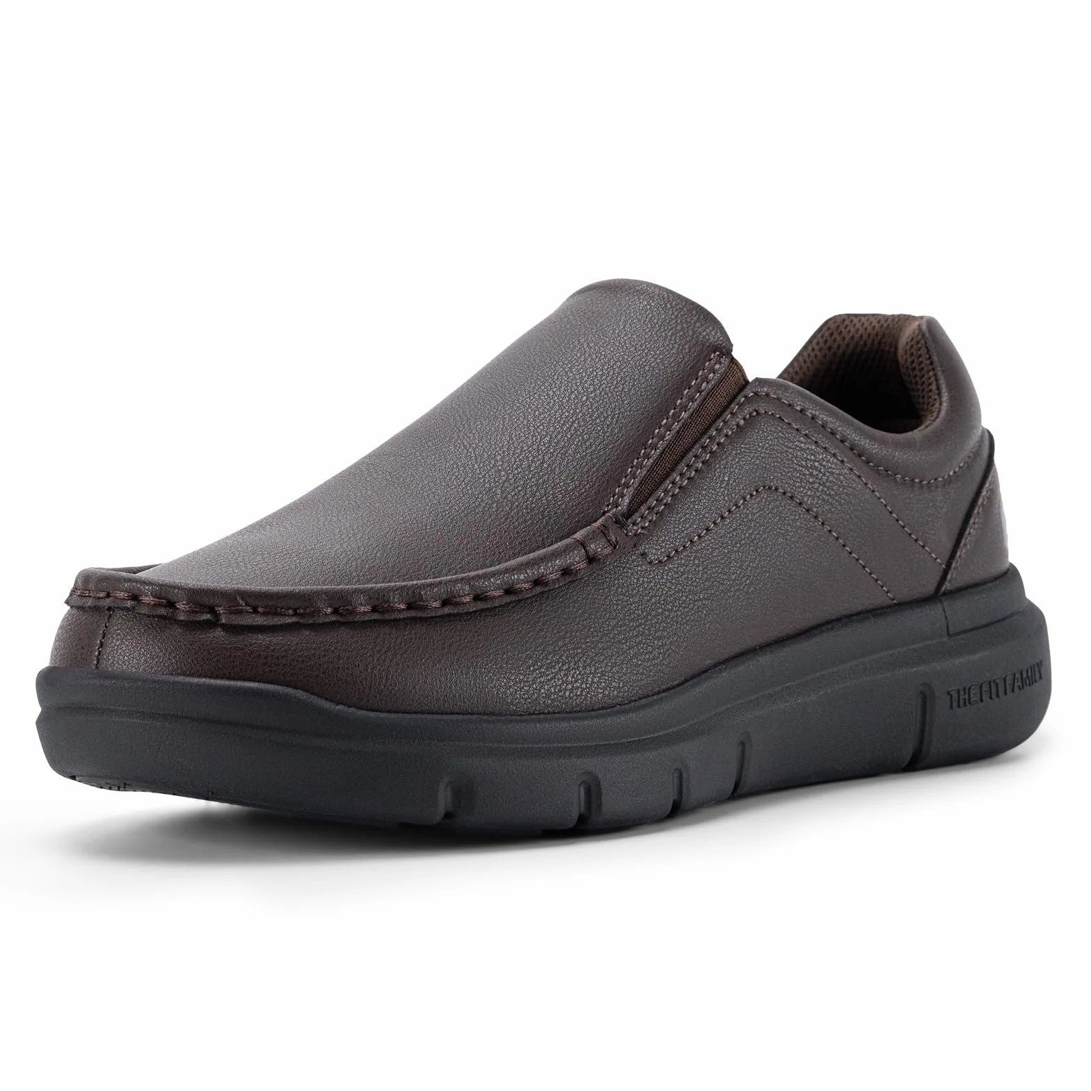 FitVille Zapatos para Hombre Extra Anchas Zapatillas Hombres Zapatos de Piel Casuales Slip-on Mocasines Sin Cordones Comodos