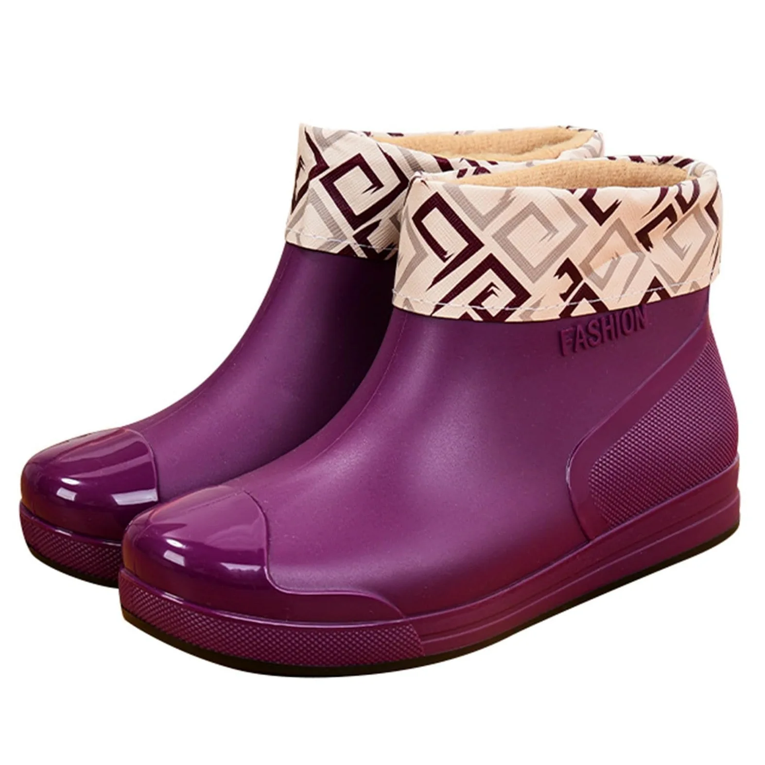 Botas de agua para mujer, botas de lluvia forradas, botas de goma, botines cortos, botines impermeables, antideslizantes, zapatos de jardín, botines de tobillo, botas de lluvia, botas de lluvia