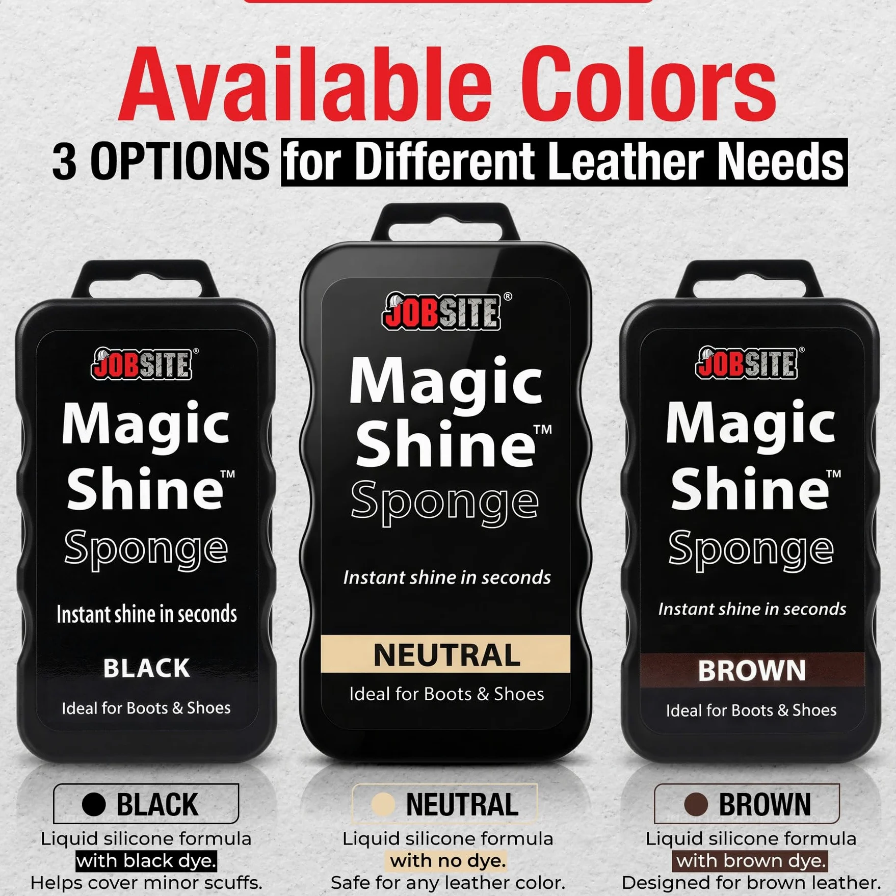 Jobsite Instant Express Leather Boot & Shoe Shine Sponge - Black - 6 Pack