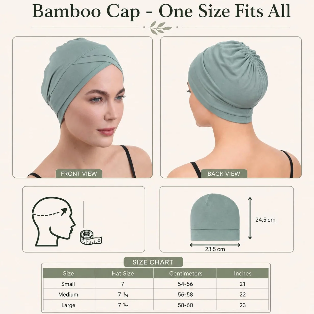 Deresina Gorro Quimioterapia Bambú Mujer Turbante Suave Transpirable Alopecia Caída Cabello