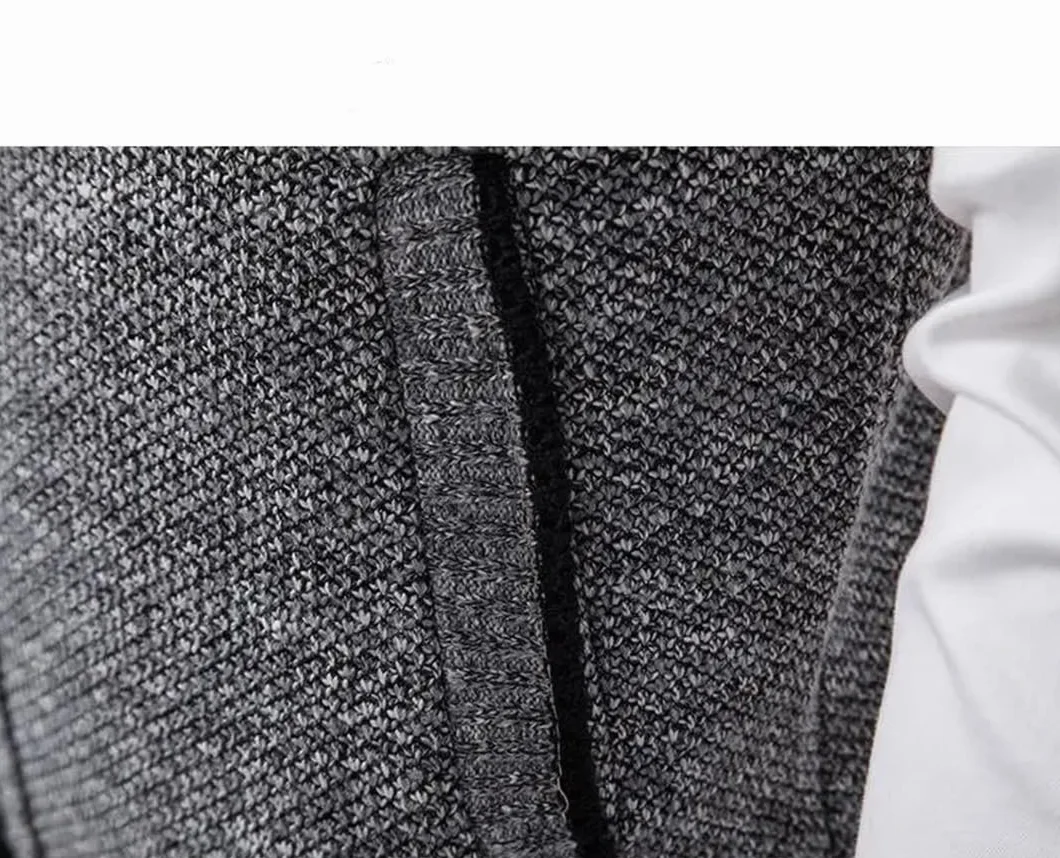 Disimlarl Suéter de punto sin mangas para hombre, cárdigan de lana con cremallera, suéter de cuello alto, chaleco de punto