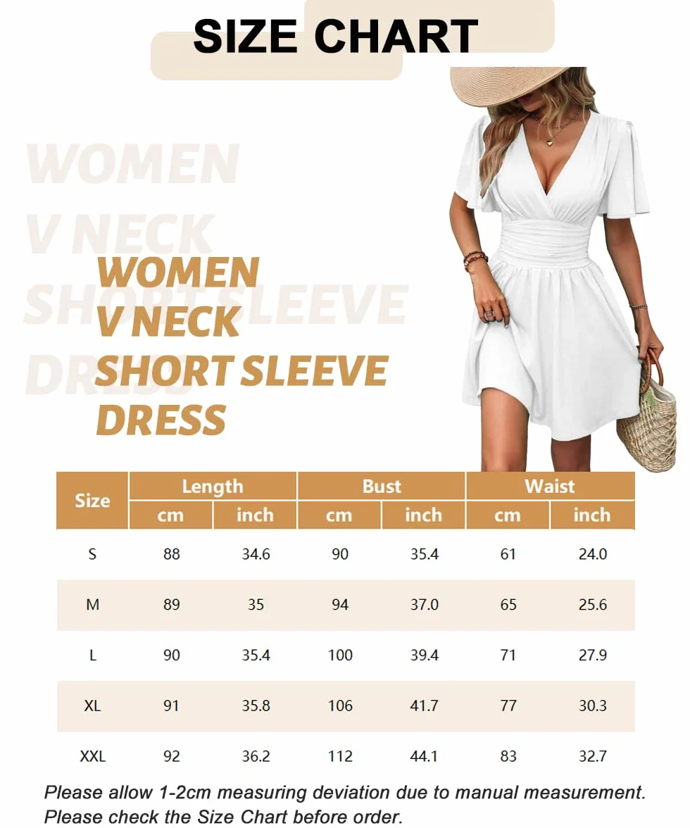 LIAMERHE Vestido Manga Larga/Manga Corta Mujer Casual Vestidos Largos Cuello en V Elegante Dress de Manga Farol Vestido línea A Mangas Mariposa
