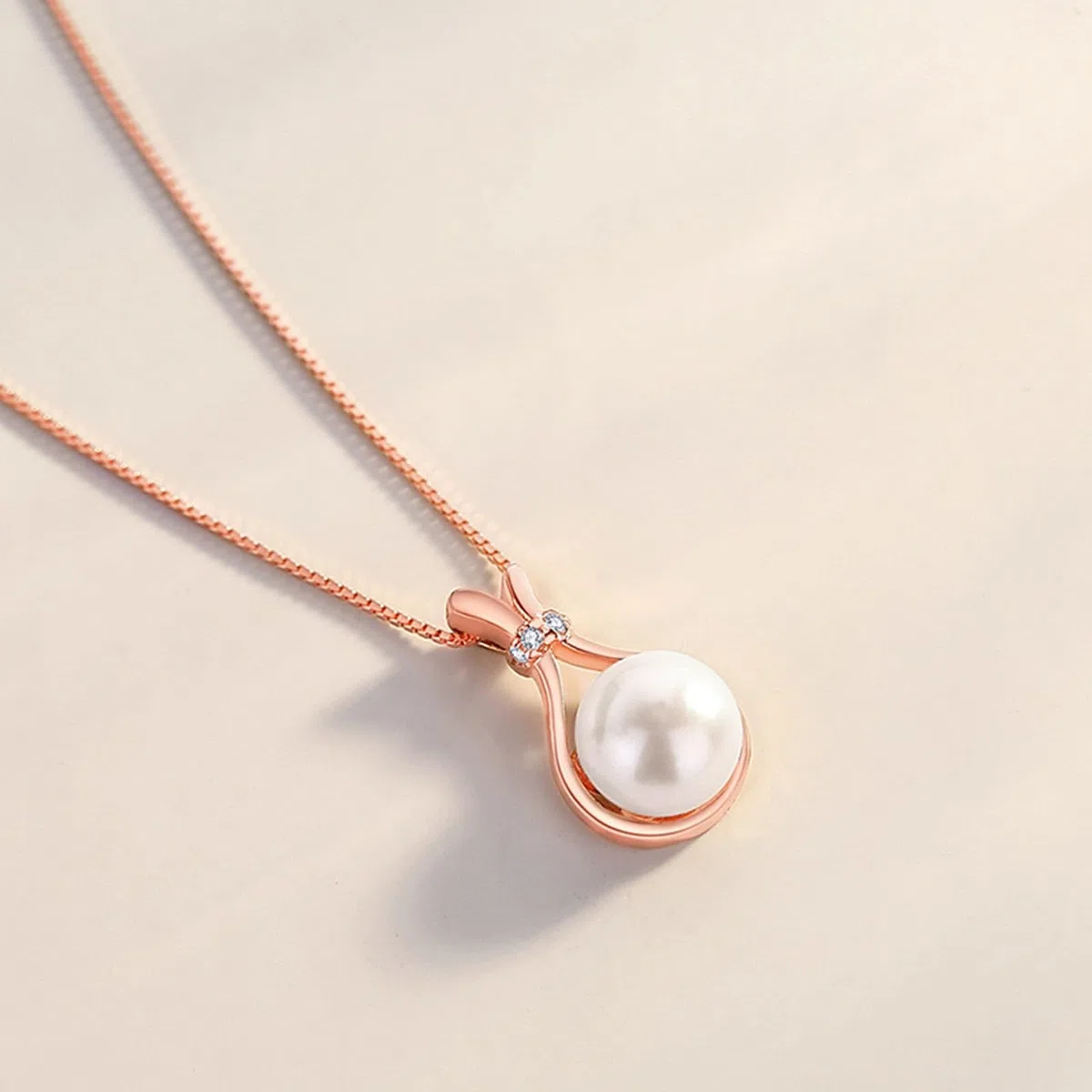 Collar para mujer, joyería de moda, lágrima de oro rosa de 9K/14K/18K con colgante de perla y moissanita, cadena alargada: 40+5cm