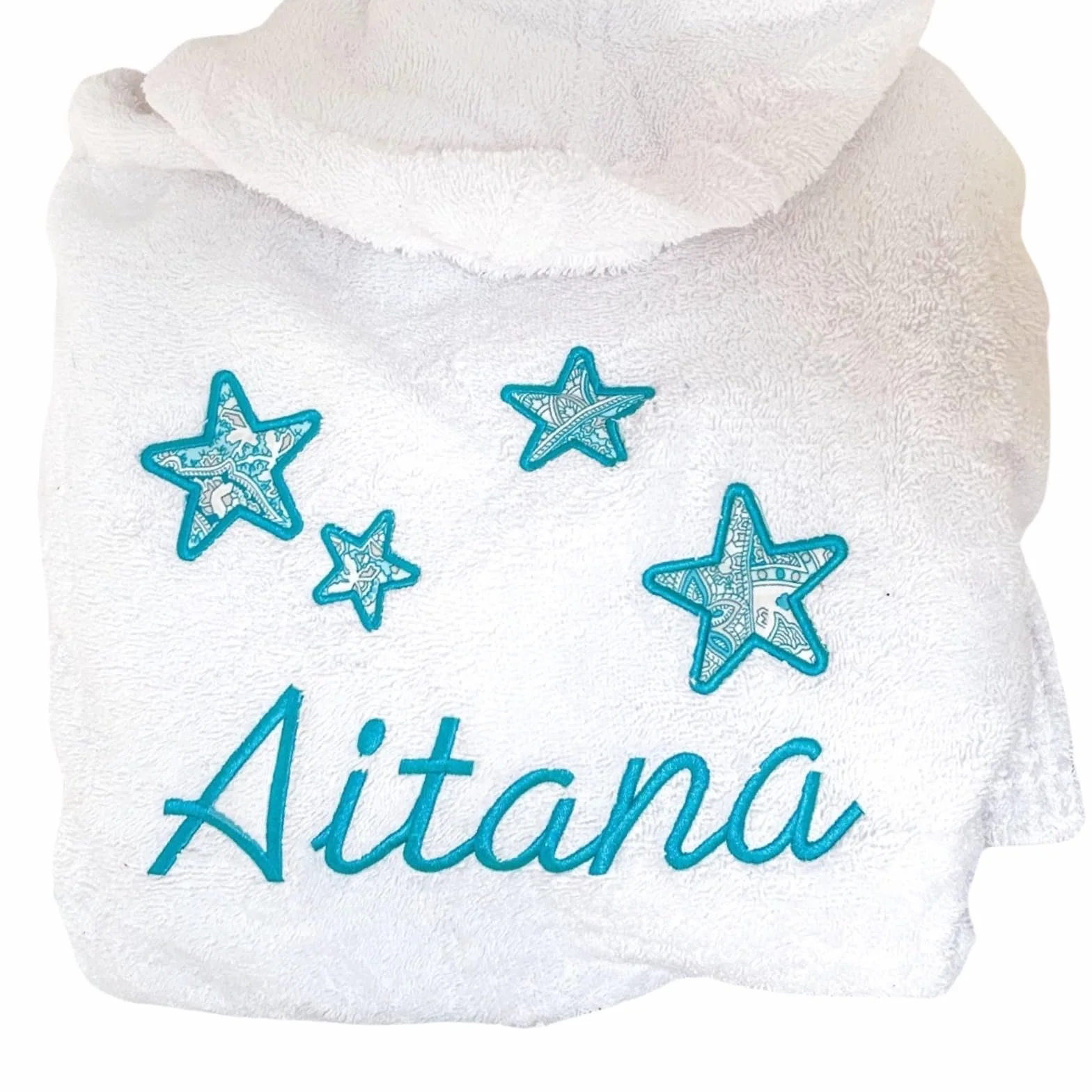 Albornoz infantil personalizable con nombre bordado - Bata de baño rizo blanco absorbente Talla 1-16