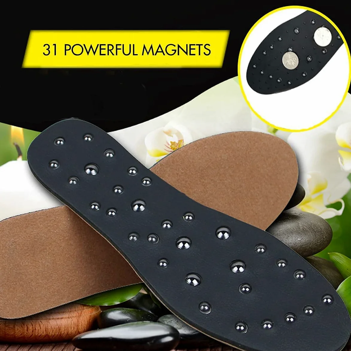 Plantillas magnéticas para zapatos, plantillas de masaje de acupresión, plantillas magnéticas con alivio del dolor, fascitis plantar, fatiga reducida, para hombres y mujeres