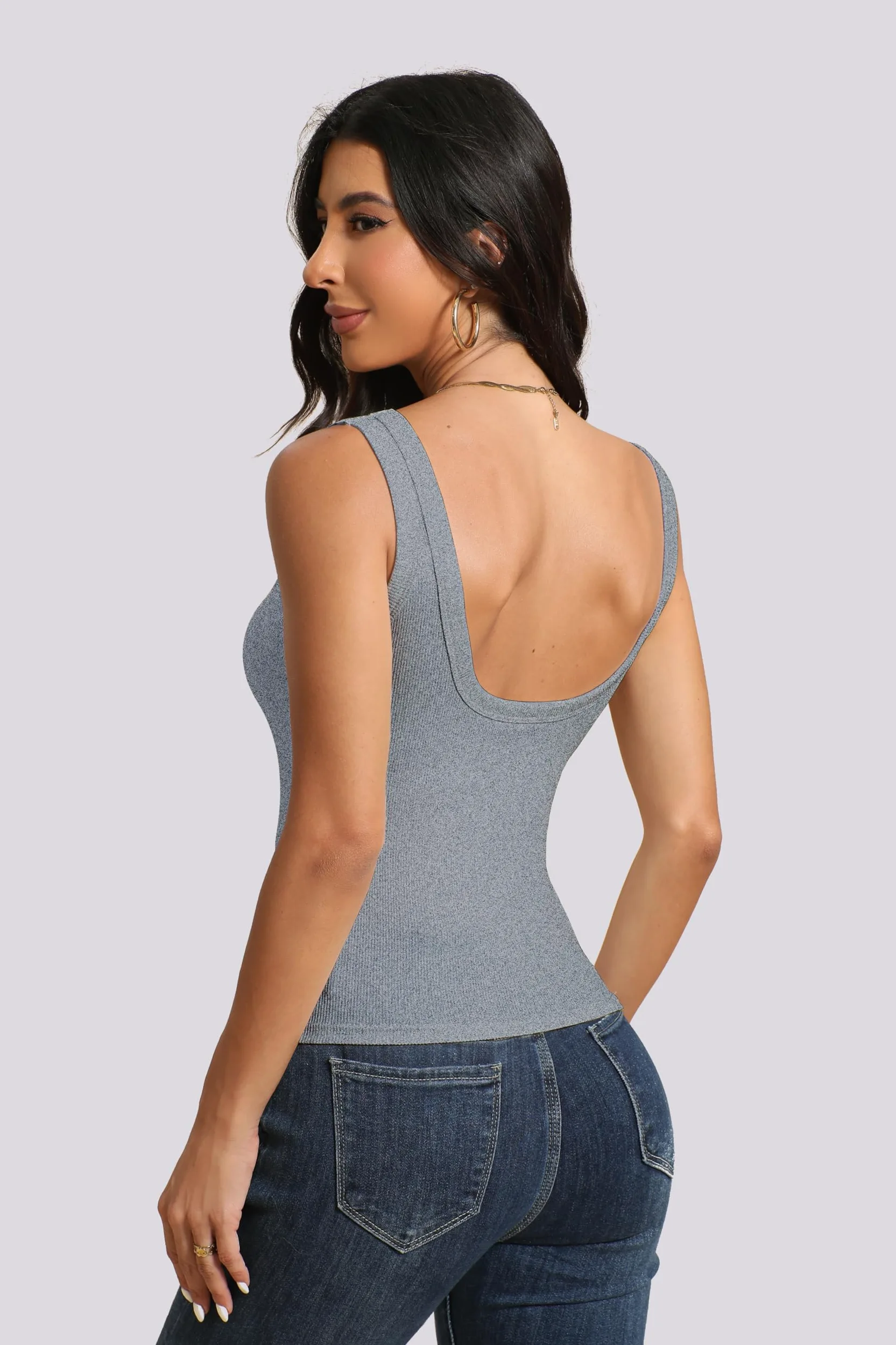 Camiseta sin mangas con espalda en U para mujer, paquete de 3, brasier integrado, almohadillas extraíbles para gimnasio, yoga y exteriores, comodidad duradera