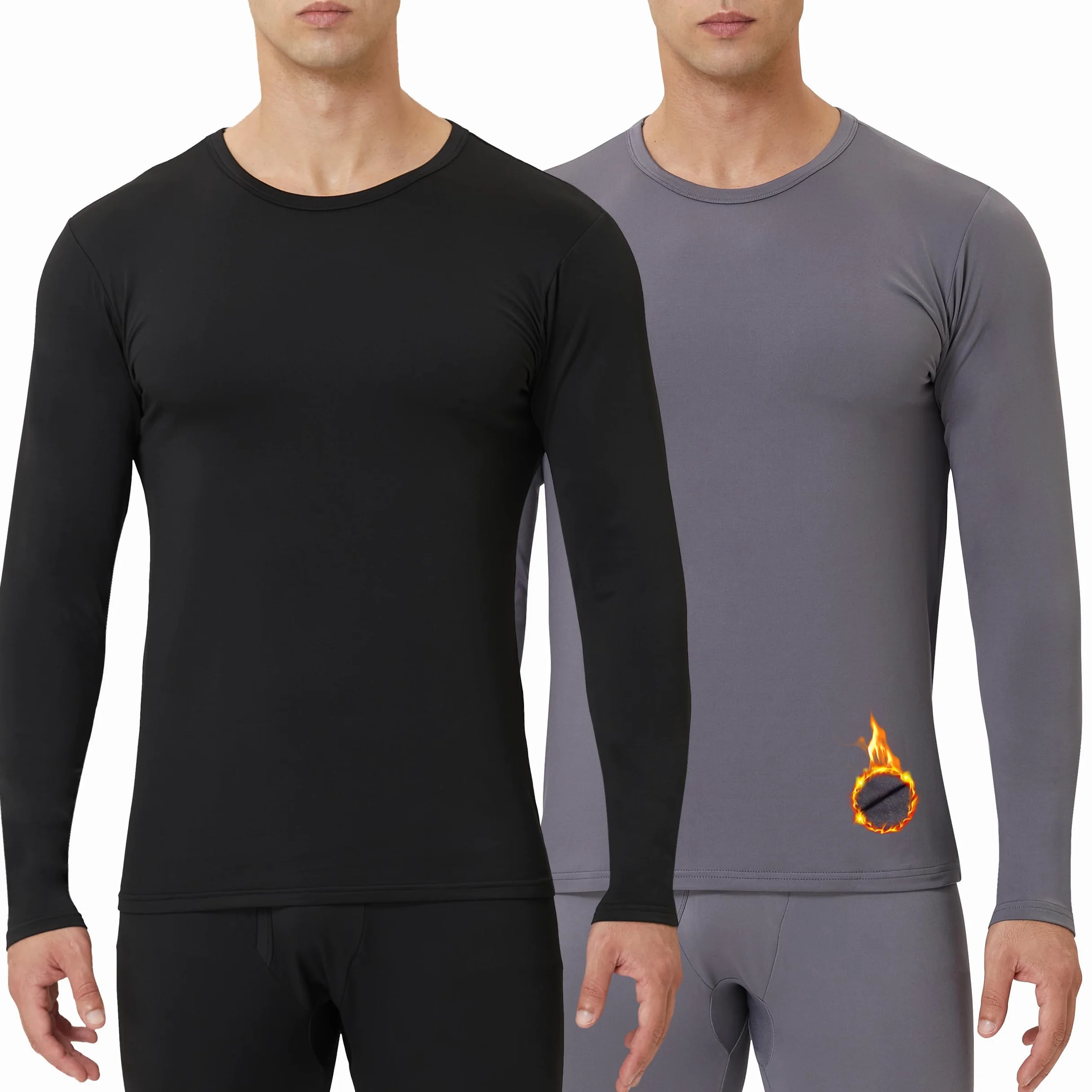 Pantalones térmicos para Hombre con Forro Polar, Calzoncillos Largos de compresión, Capa Base Deportiva, Ropa para Clima frío, 1/2 Piezas, Color Negro | Pantalones con forro polar. Suave, absorbe la humedad, elástico en 4 direcciones. Equipo de invierno p