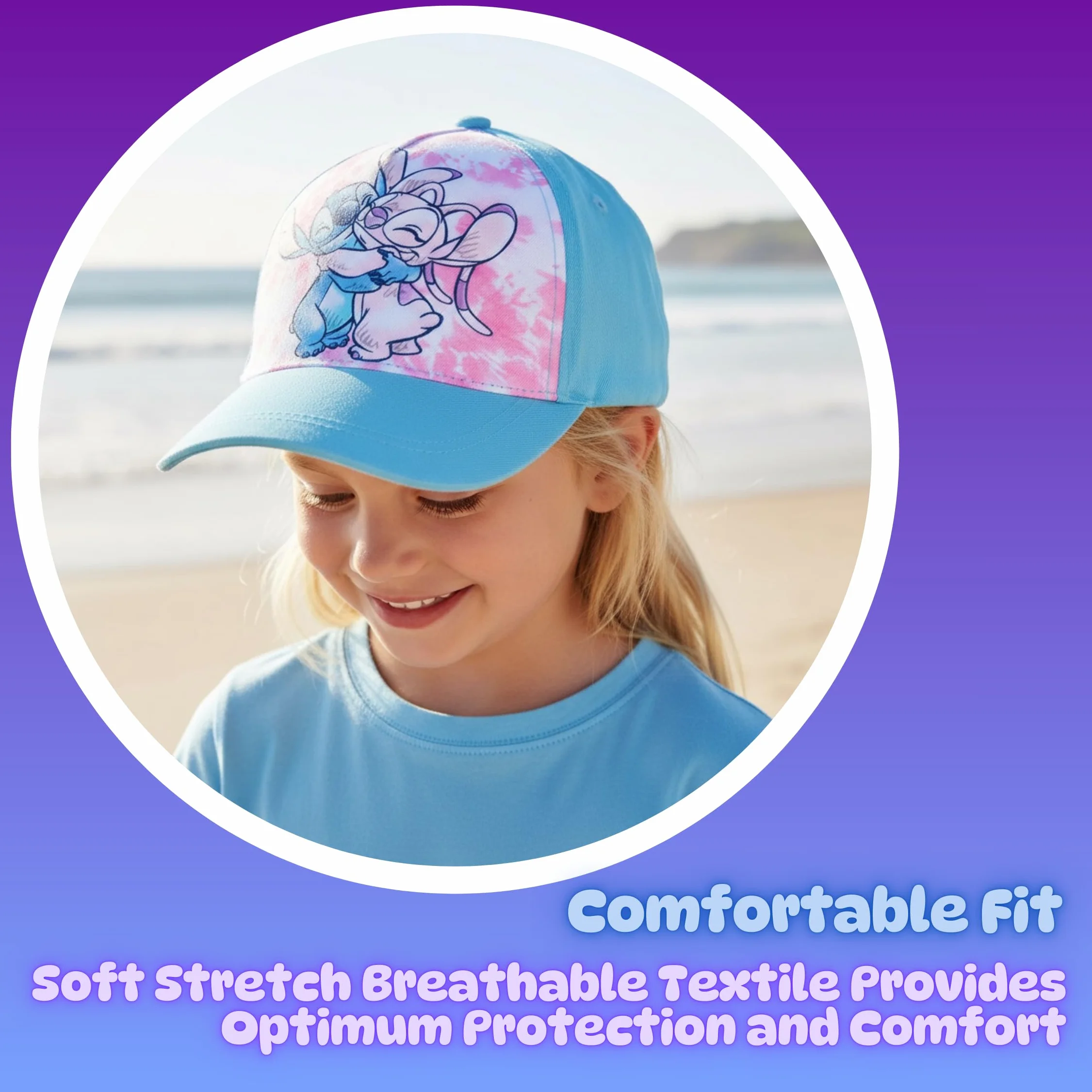 Disney Stitch y Angel Gorro para Niñas, Gorra de Beisbol Verano Infantil