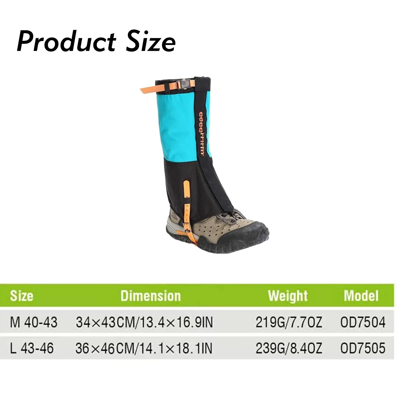 Polainas for piernas, polainas for exteriores, polainas for escalada en senderismo en la nieve, polainas impermeables de tamaño ajustable, adecuadas for hombres y mujeres (1 par)