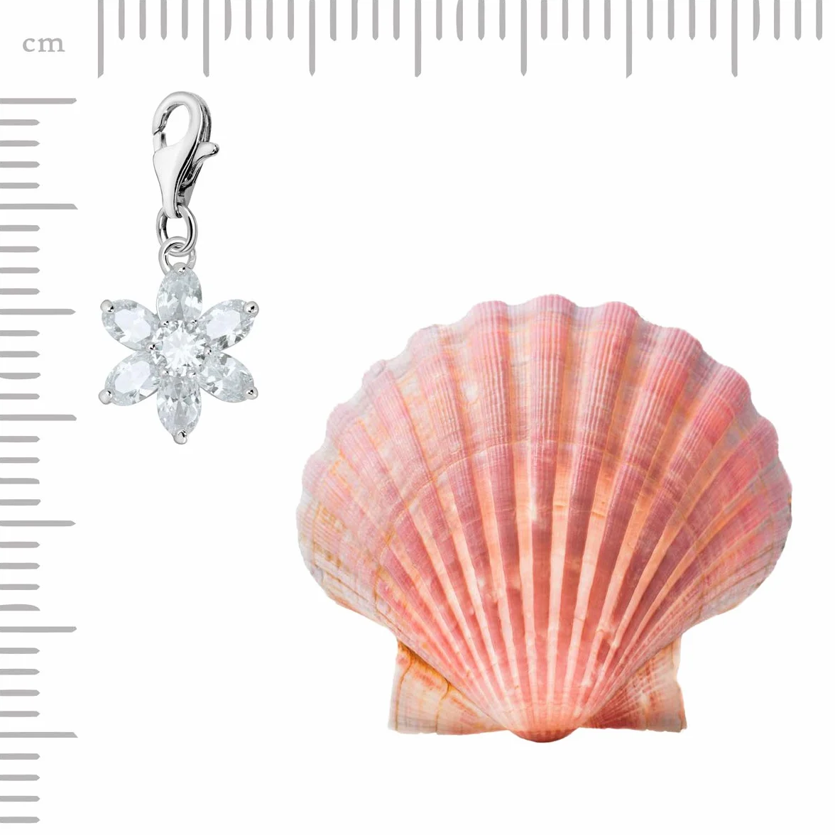 Quiges Charm con Cierre Plateado Flor de Zirconia Transparente Abalorios Joyería de Mujer