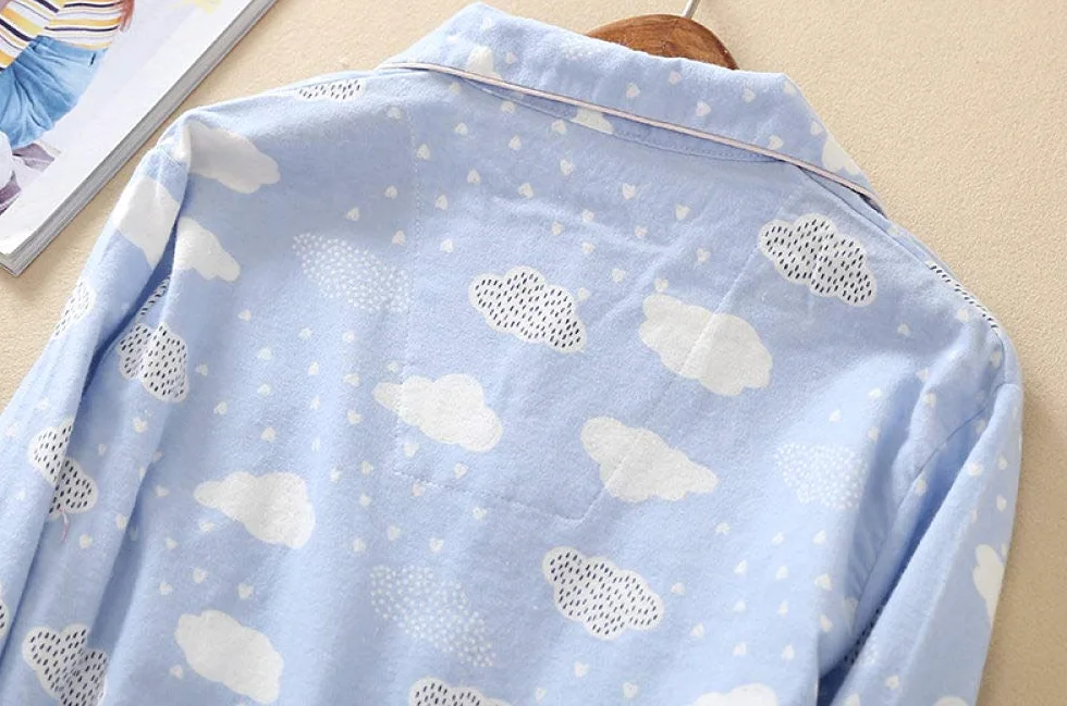 Conjunto De Pijamas De Mujer,Conjunto De Pijamas Suaves Con Estampado De Nubes Tejidas Conjuntos De Salón Con Botones Y Bolsillos En La Parte Superior Y Pantalones Pjs Set Ropa De Dormir De Manga La