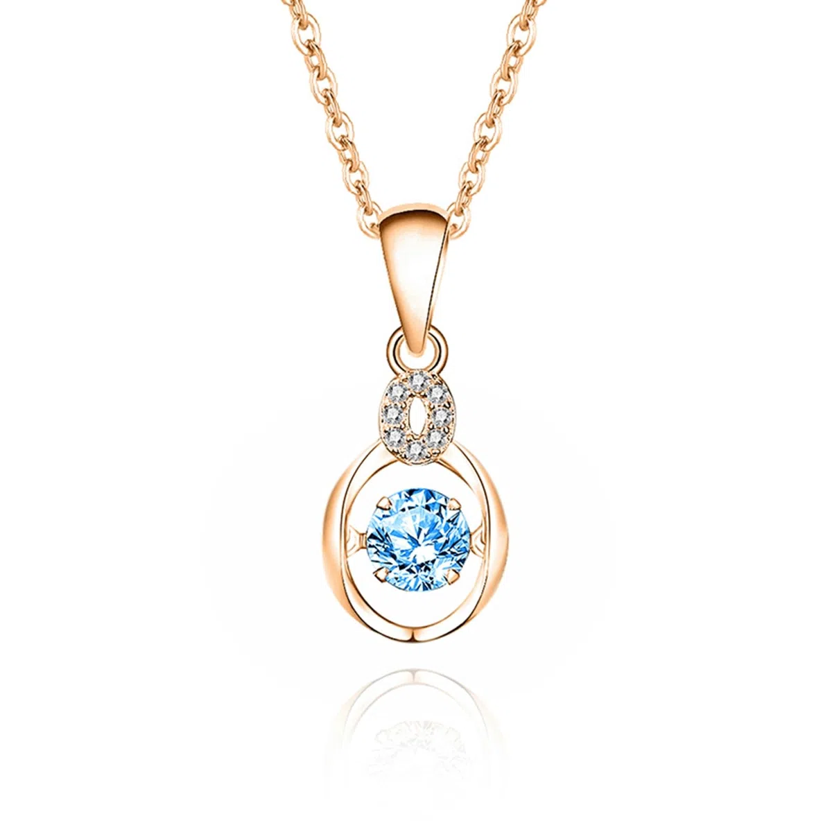 Collar con colgante para mujer, oro blanco, oro rosa, platino, anillo irregular con moissanita redonda, 0,5 quilates