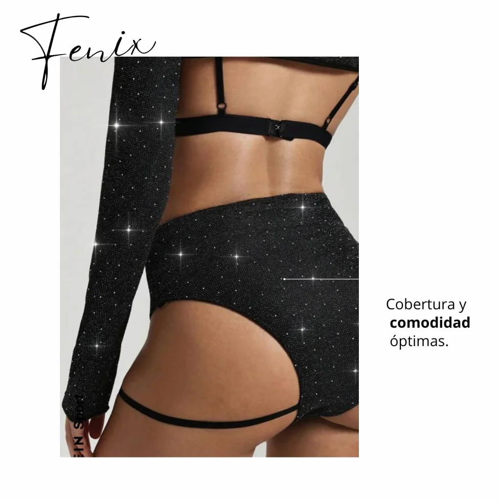 Brillante Short Pole Dance Mujer Tiro Alto Negro Talle S