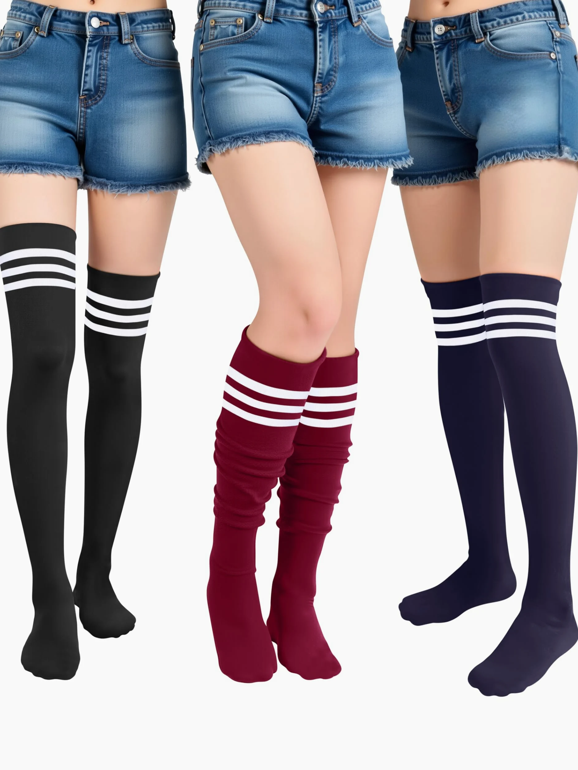Apoway 6 Pairs Plus Size Thigh High Socks Warm Thigh High Stockings Over the Knee Socks for Women, L-XXL