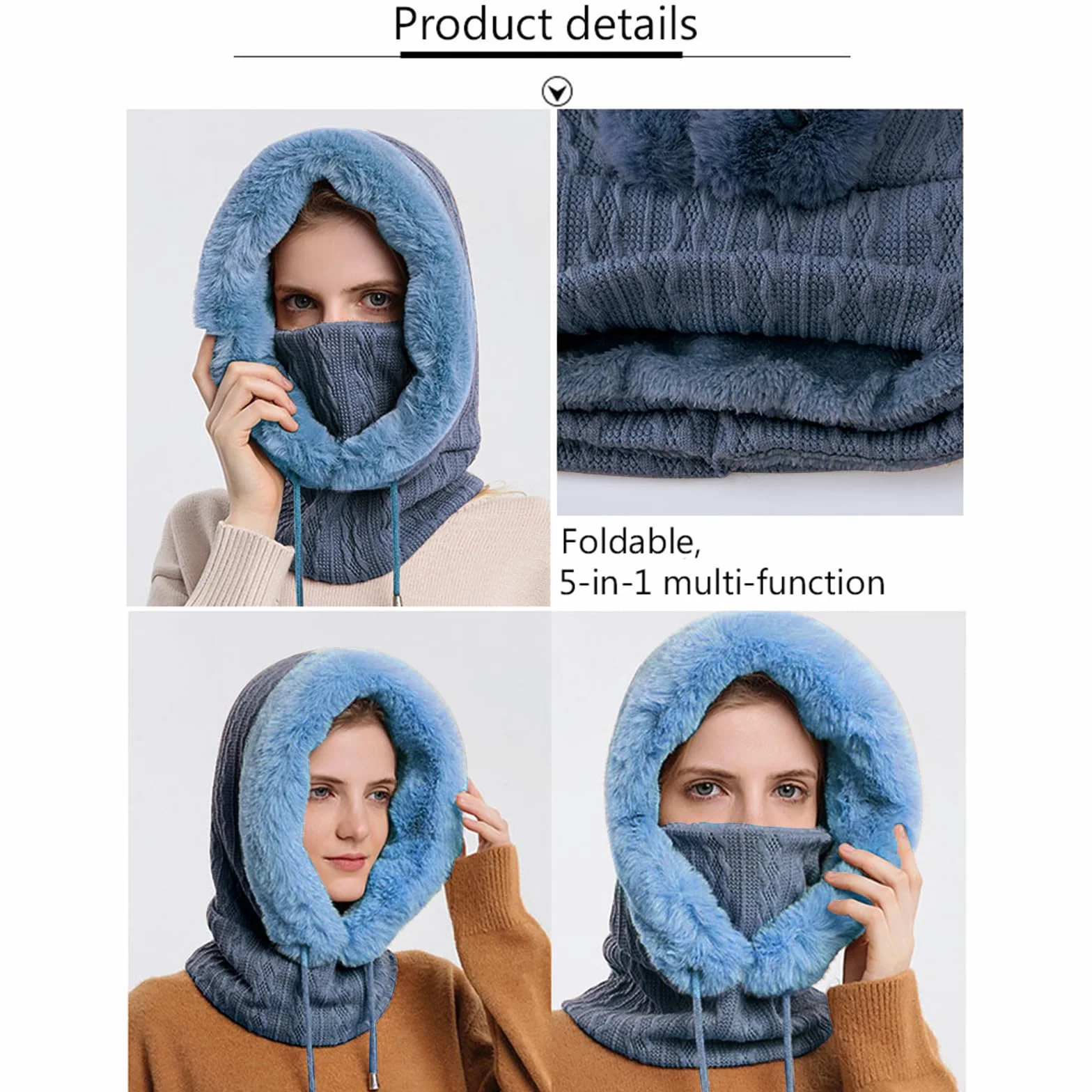 YAMEE Pasamontañas Invierno para Mujer Balaclava Moto Punto Gorro Cálido Esquí Senderismo