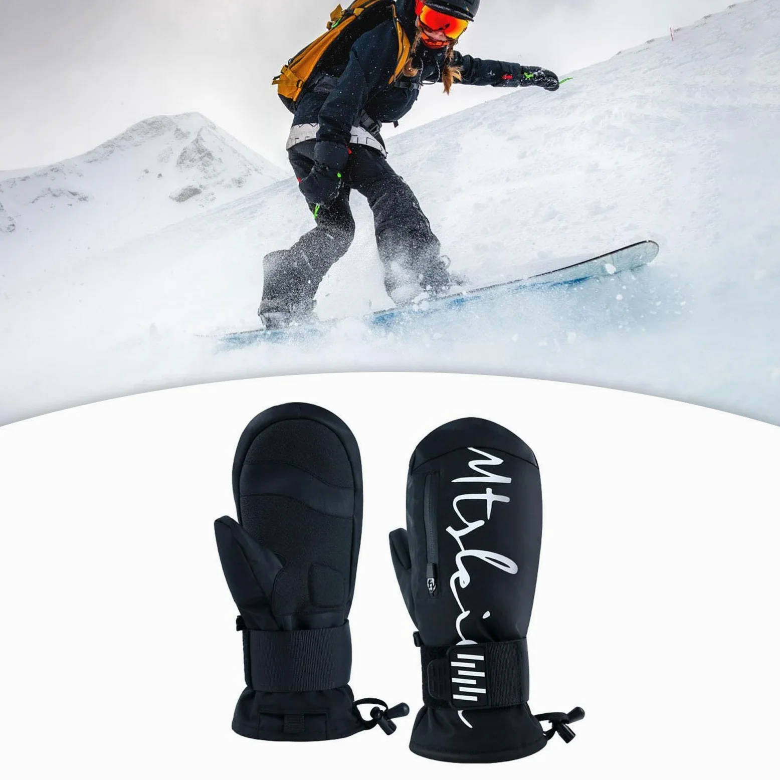 Qianly Guantes de Esquí con Protector de Muñeca y Aislamiento Térmico Antideslizantes con Absorción de Impactos y Forro de Felpa Cómodos Adecuados