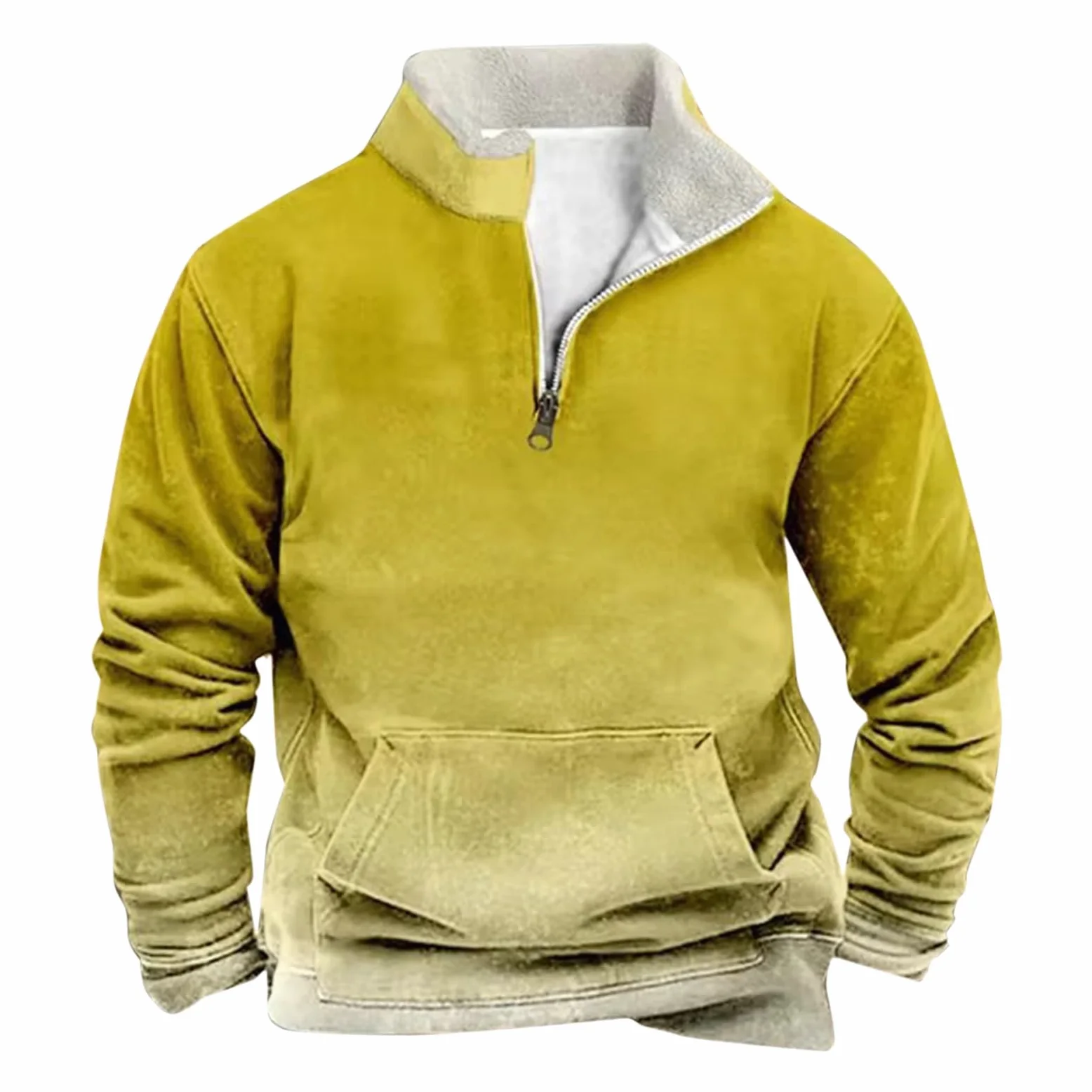 Sudaderas con Capucha Corta Sudadera Nueva para Hombre, De Manga Larga, Cuello Alto, Cremallera, Informal, Parches, Degradado Chaleco Novio Ropa Gym Hombre Proteccion Solar Muscle Fit