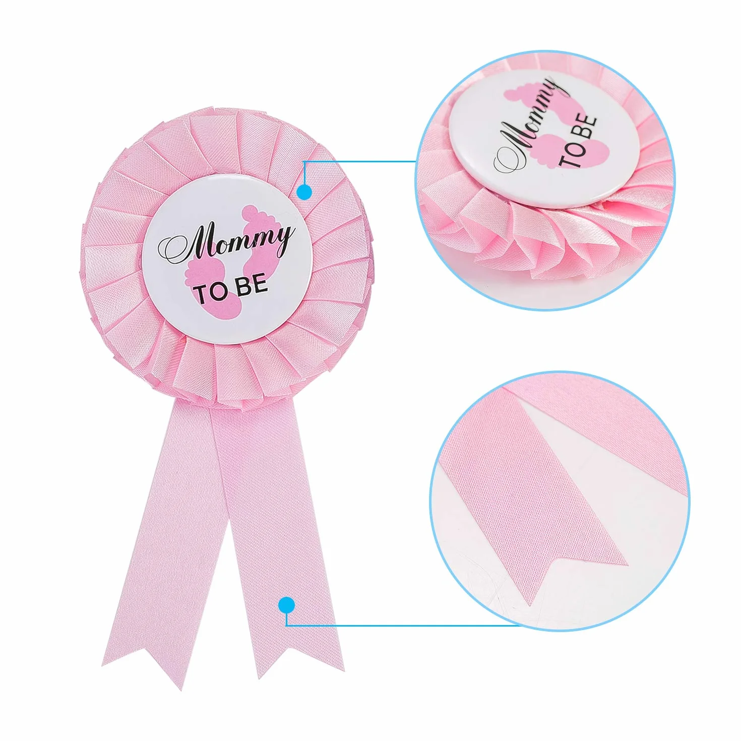 Daddy and Mommy to Be Badge Decoración con lazo para regalo de papá nuevo, mamá, hojalata roseta insignia pin botón género aguja para nacimiento niña niño baby shower decoración de fiesta (rosa azul)