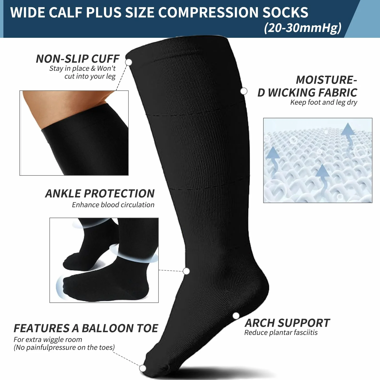 Calcetines de compresión para mujer y hombre 2 pares deportivos para correr