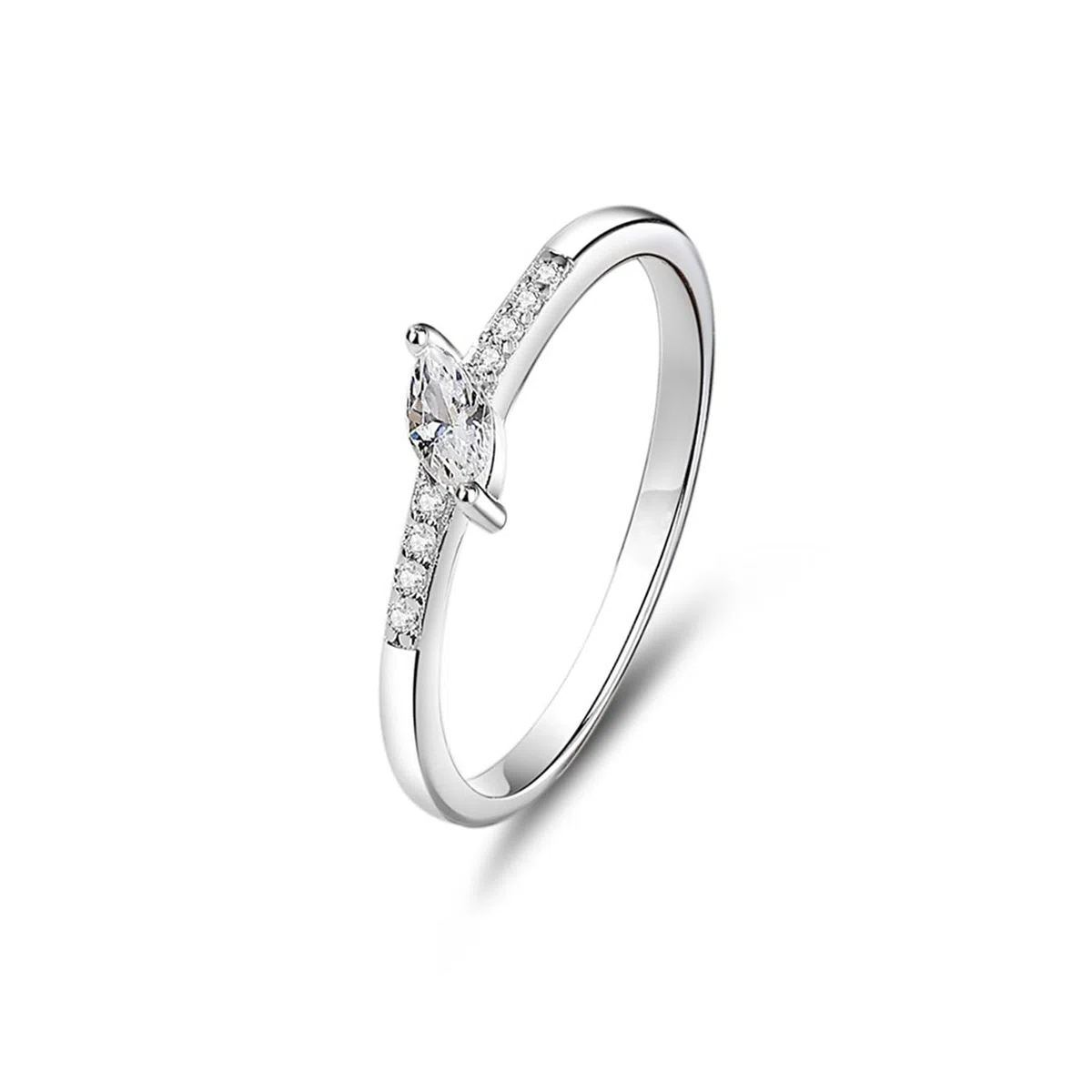 Anillo de boda de oro blanco de 9 K/14 K/18 K/Platino 950, anillo de boda para mujer, 4 x 2 mm, diamante blanco, 0,2 ct