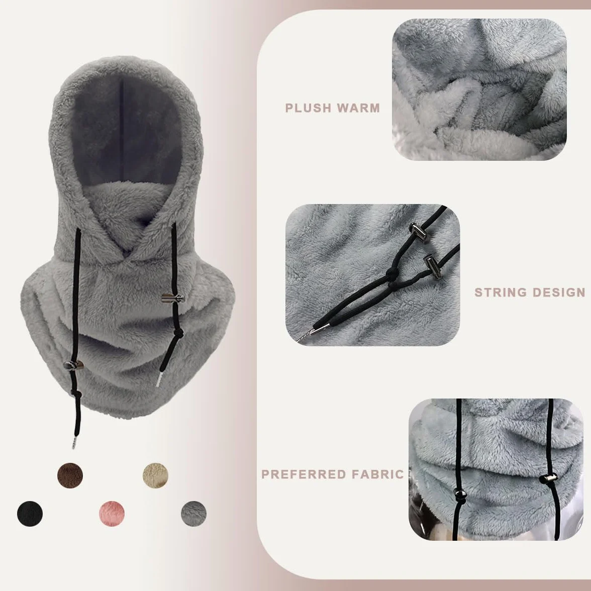 Gorra Termico Invierno Pasamontañas Forro Polar Prueba de Vient Caliente Capucha Bufanda para Esquí Ciclismo