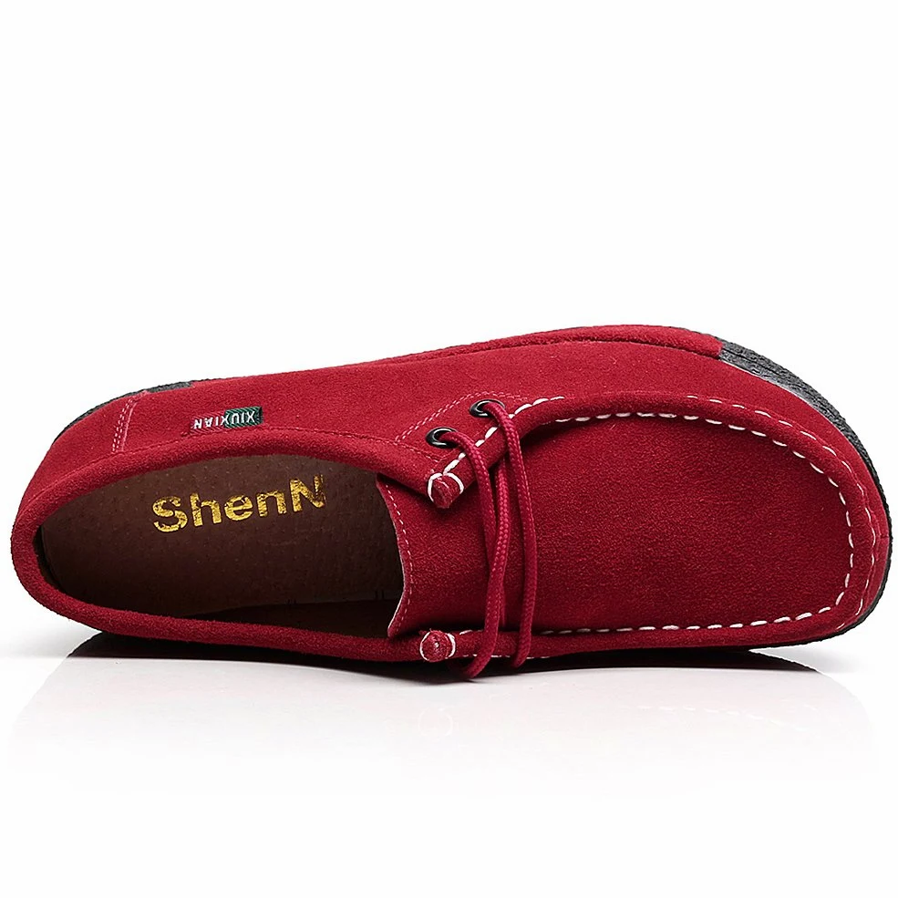 rismart Mujer Zapatos Formal Plataforma Oculto Tacón Cuña Gamuza Zapatillas De Moda