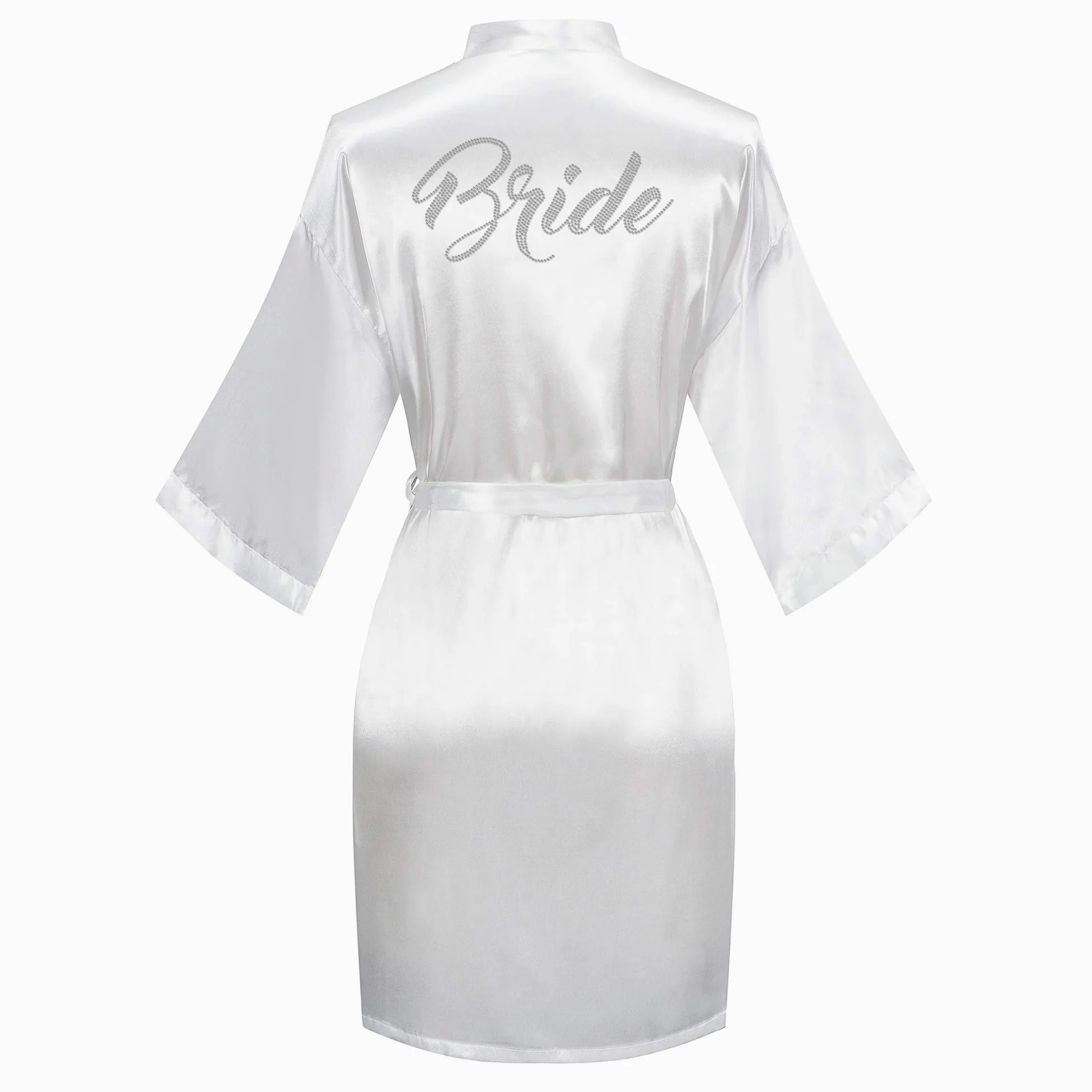Bata de baño de 6 piezas para novia y dama de honor con diamantes de imitación, vestido tipo kimono