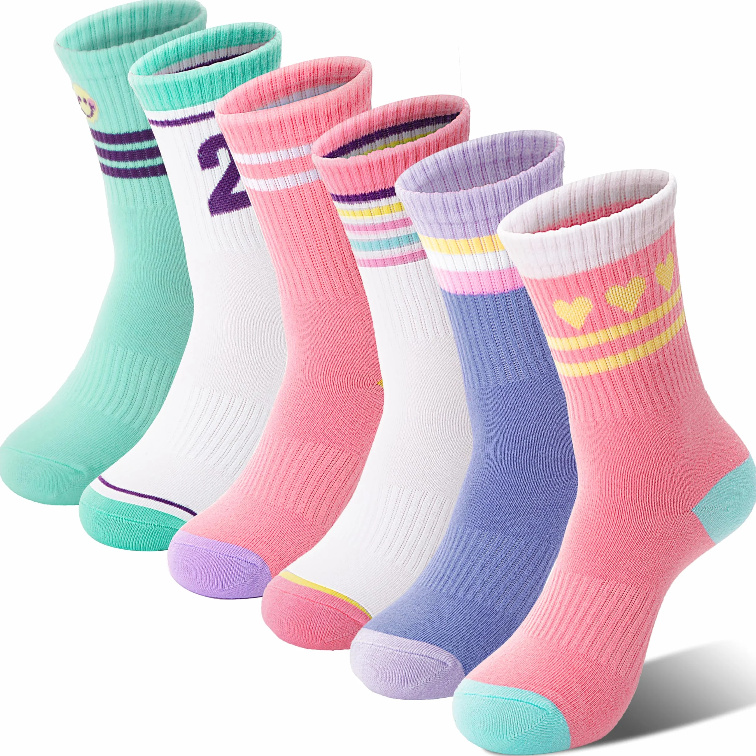 Sandsuced 6 pares calcetines atléticos niñas niños baloncesto deportes algodón respirables suaves actividades aire libre