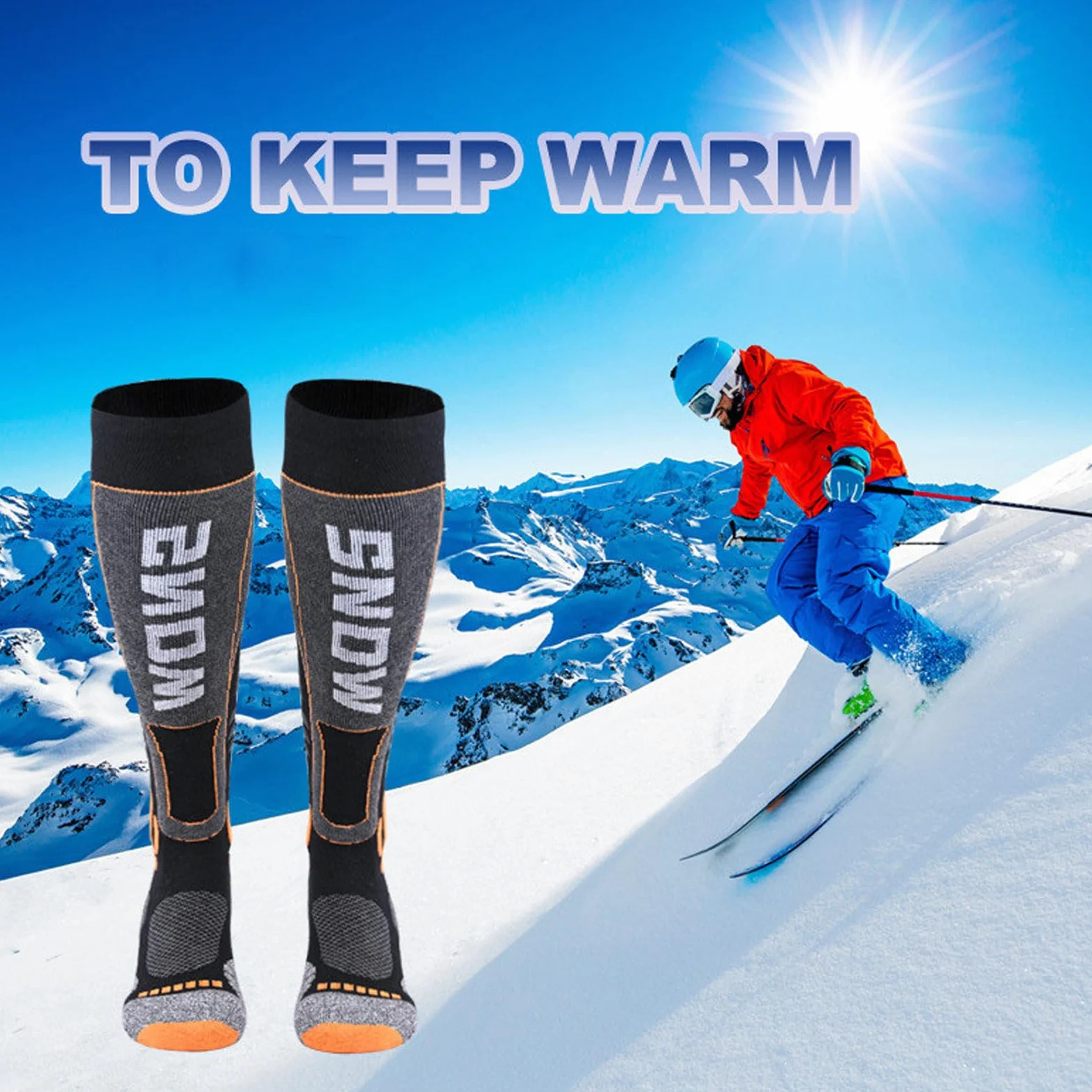 2 Pares Calcetines Esquí Lana Merino Para Hombre y Mujer Térmicos y Resistentes Calcetines Invierno Hasta la Rodilla Ajuste Anatómico Absorbe la humedad para Esquí,Snowboard y Excursionismo