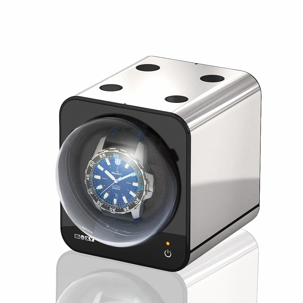 Beco Vitrina Móvil para Relojes Automáticos Starter Set Boxy Fancy Brick Caja Giratoria Watch Winder Rotador de Relojes de Lujo PLATA