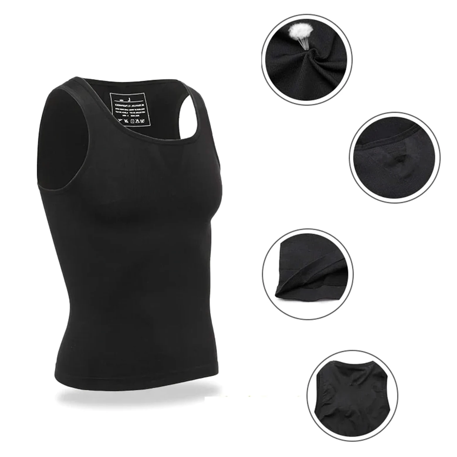 Camiseta Reductora Hombre Camiseta de compresión for Hombre Adelgazante Moldeador de Cuerpo for Ocultar Moobs Camisetas sin Mangas for Entrenamiento Camisetas Interiores(2PCS,XXL)