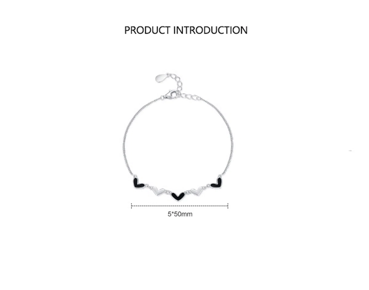Pulseras de joyería, cadena de promesa con corazón, oro blanco, regalo para el día de San Valentín