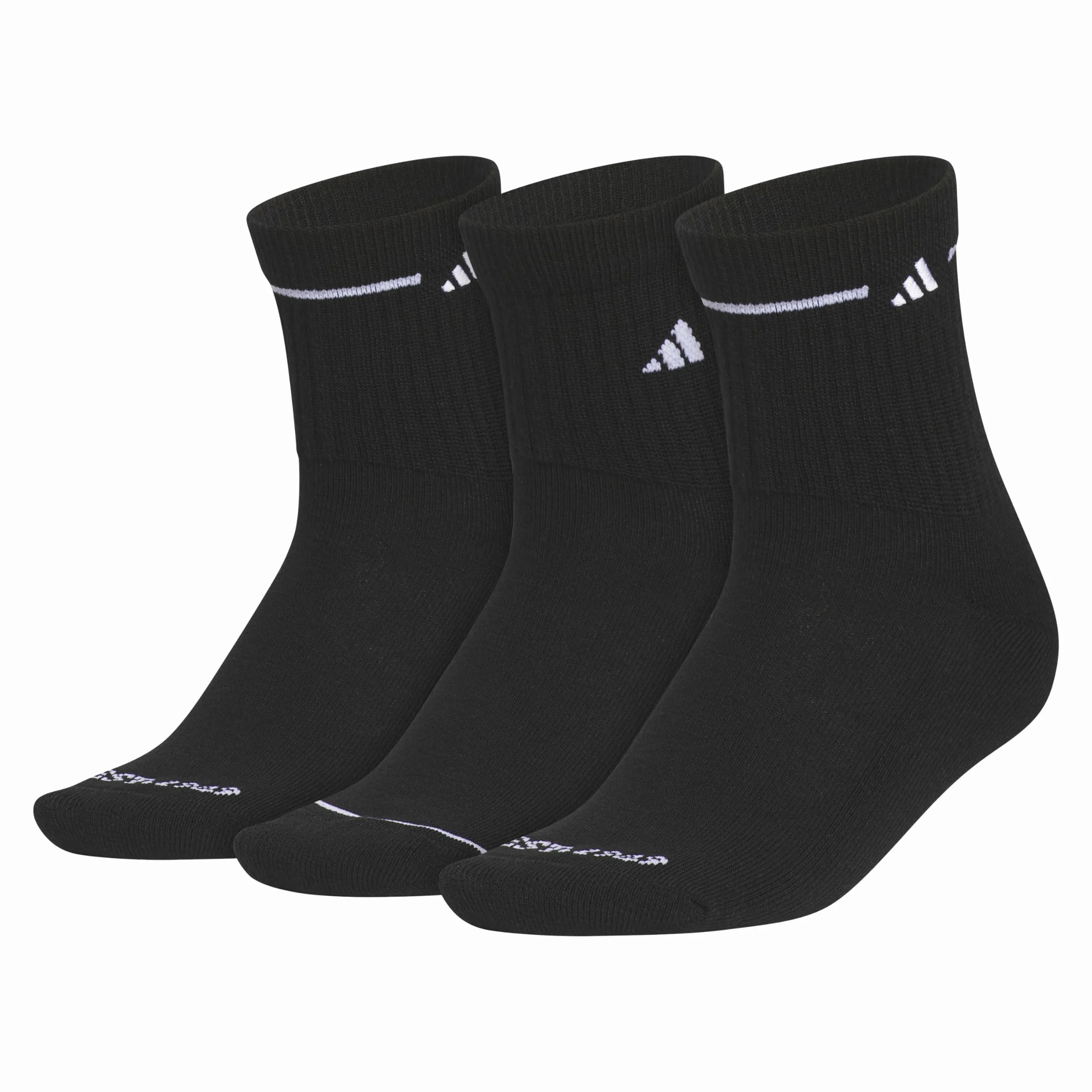 adidas Calcetines Deportivos Acolchados para Mujer (Paquete de 3 Pares) de Media caña por Encima del Tobillo, Negro/Blanco, M (Paquete de 3)
