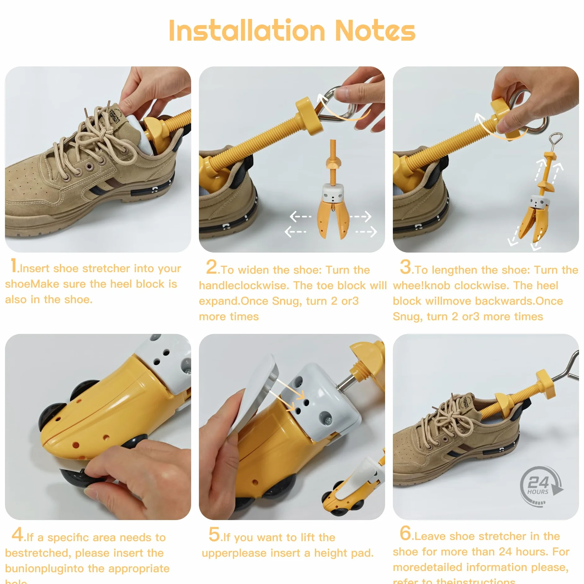 JJDPARTS Estirador de zapatos para mujeres y hombres, par de expansores de zapatos de 4 vías, longitud y ancho ajustables