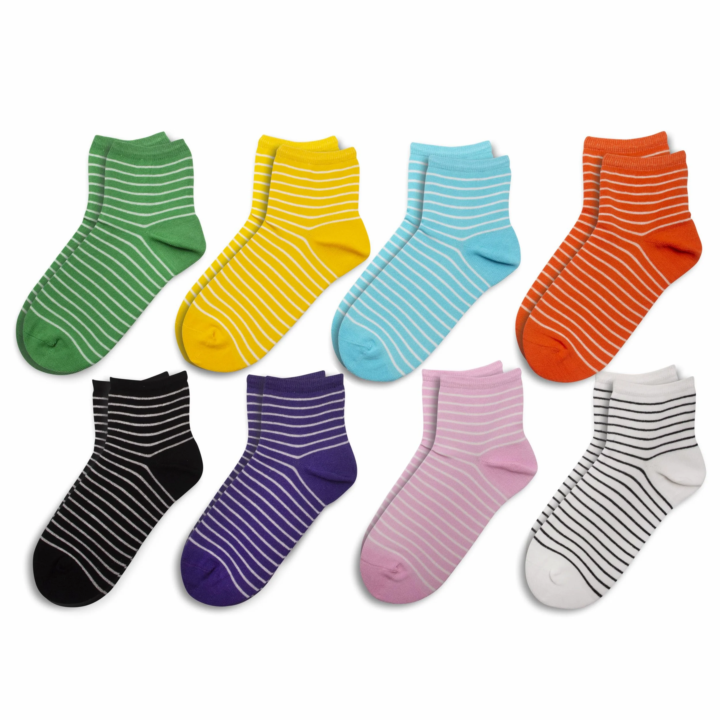 RAFRAY Calcetines de alta calidad, calcetines coloridos a rayas en caja de regalo, longitud al tobillo, 8 pares, talla US W 5-9.5