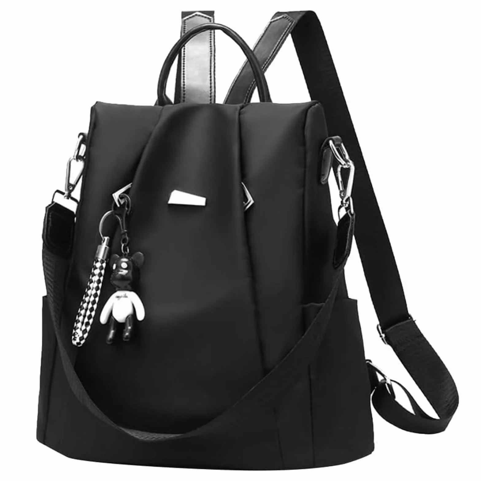 Eshow Mochila Antirrobo para Mujeres y Chicas, se Puede como Bolso de Hombro o Bolsa Bandolera, Adecuado para Viaje Escuela Compras y Trabajo Negro