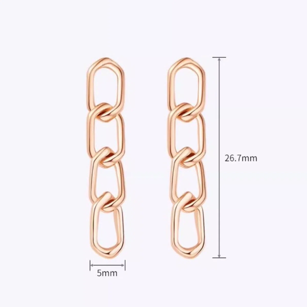 Pendientes colgantes de oro rosa de 9 quilates, 14 quilates y 18 quilates, para mujer, oro auténtico