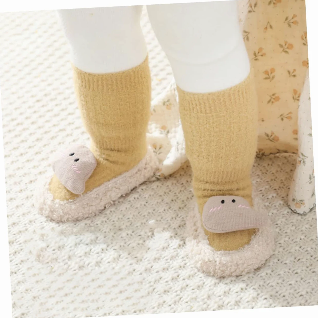ibasenice 4pares Calcetines Antideslizantes para Bebés Diseño De Dibujos Animados Calcetines De Suelo para Niño Niña Talla Longitud De para Aprender Caminar y Uso Diario