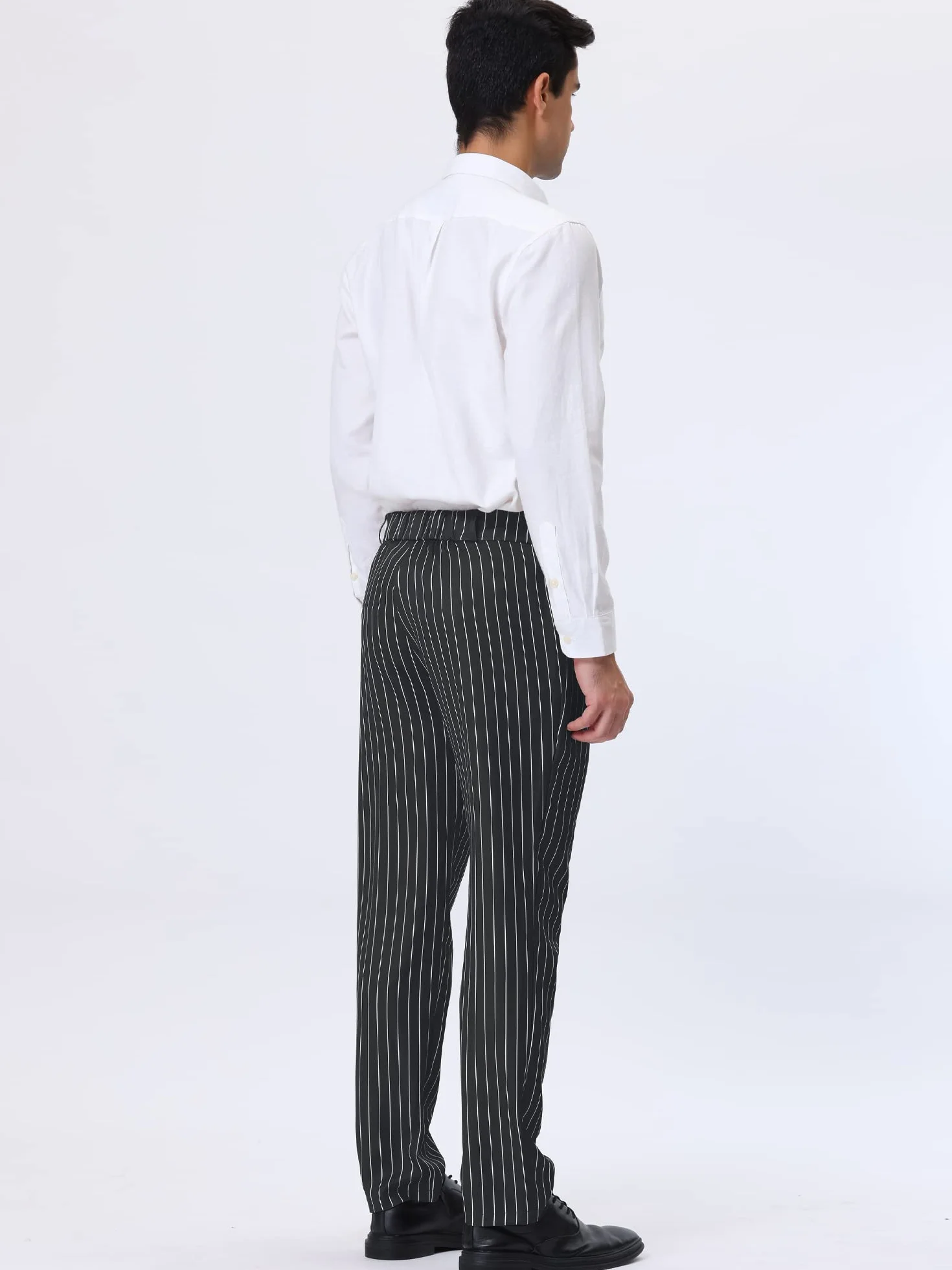 Lars Amadeus Pantalones de vestir a rayas para hombre, ajuste recto, bloque de color, pantalones de traje de trabajo para oficina