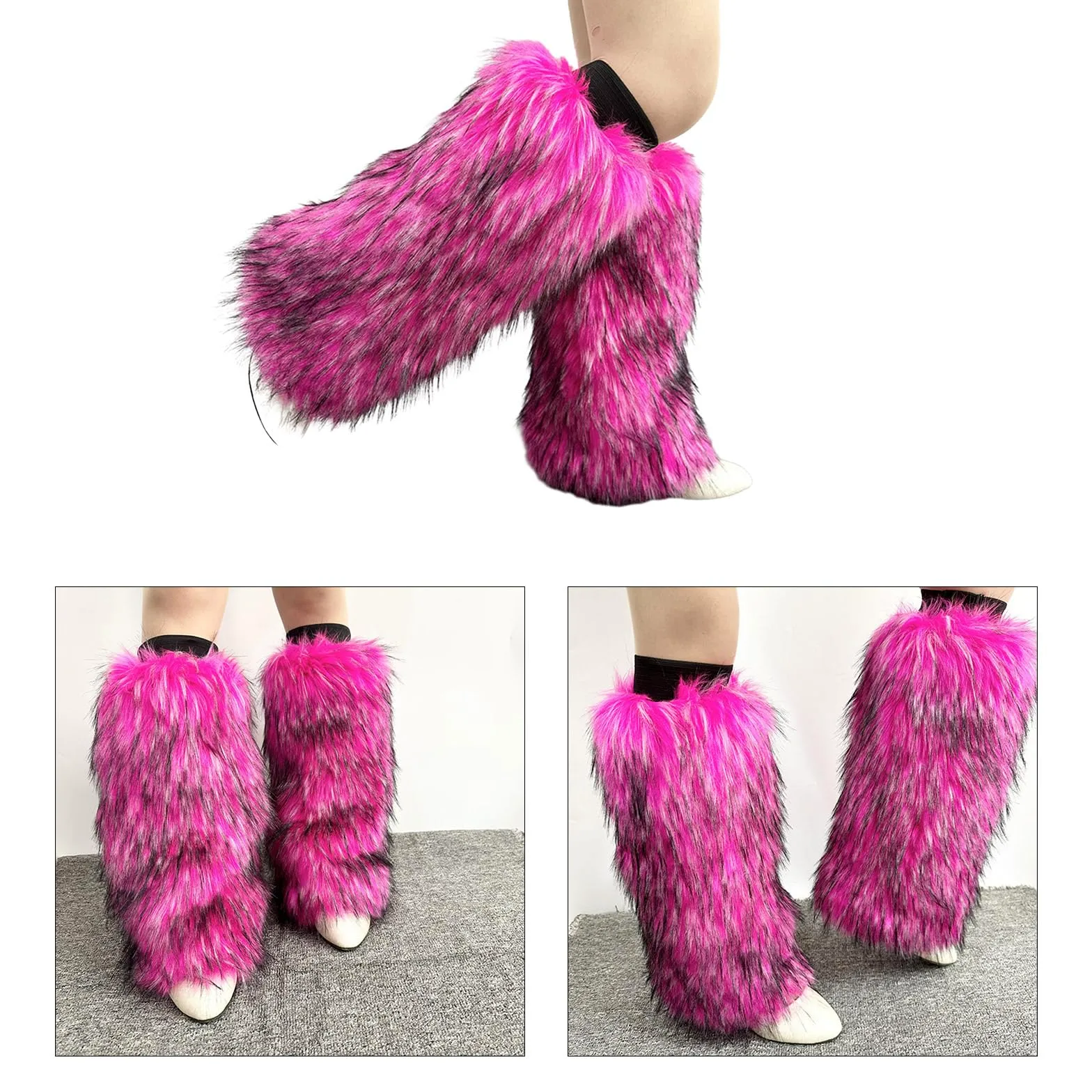 Calentadores de piernas de piel sintética para mujer, para invierno, cálidos, para botas, acogedores, Navidad, Halloween, fiesta, disfraz de cosplay