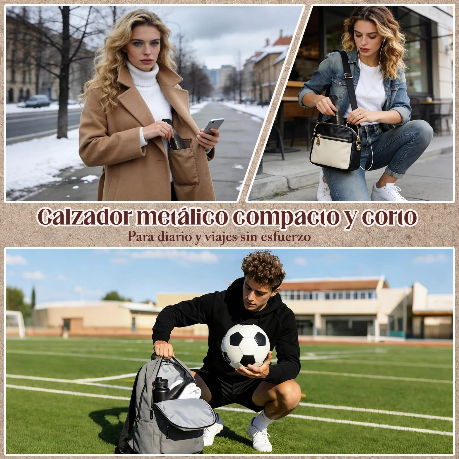 ZOMAKE Calzador de Zapatos Metálico 19cm Acero Inoxidable 2 Piezas