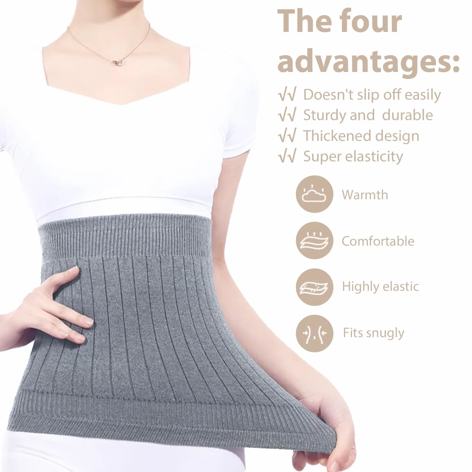 NAROSEBE Unisex Calentador de Cintura Faja Lumbar Calentador de Cintura de Cachemira Cinturón Lumbar Mujer Cinturón Invierno Calentado de Lana Cinturón de Punto
