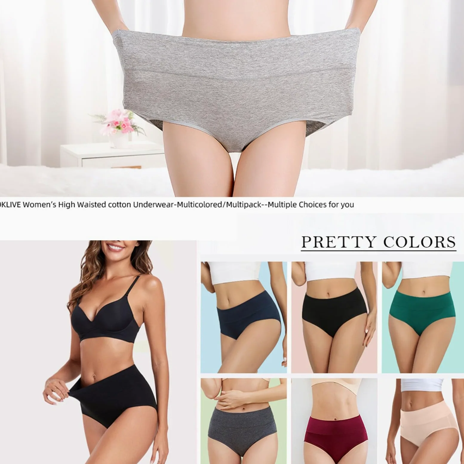 Bragas Mujer Algodon Ropa Interior Mujer 5 Pack Braga Bikini Menstrual | Braguitas sin Costuras Mujer Cuecas Mulher Altas Panties Invisible Cotton Underwear Women Tanga Verano