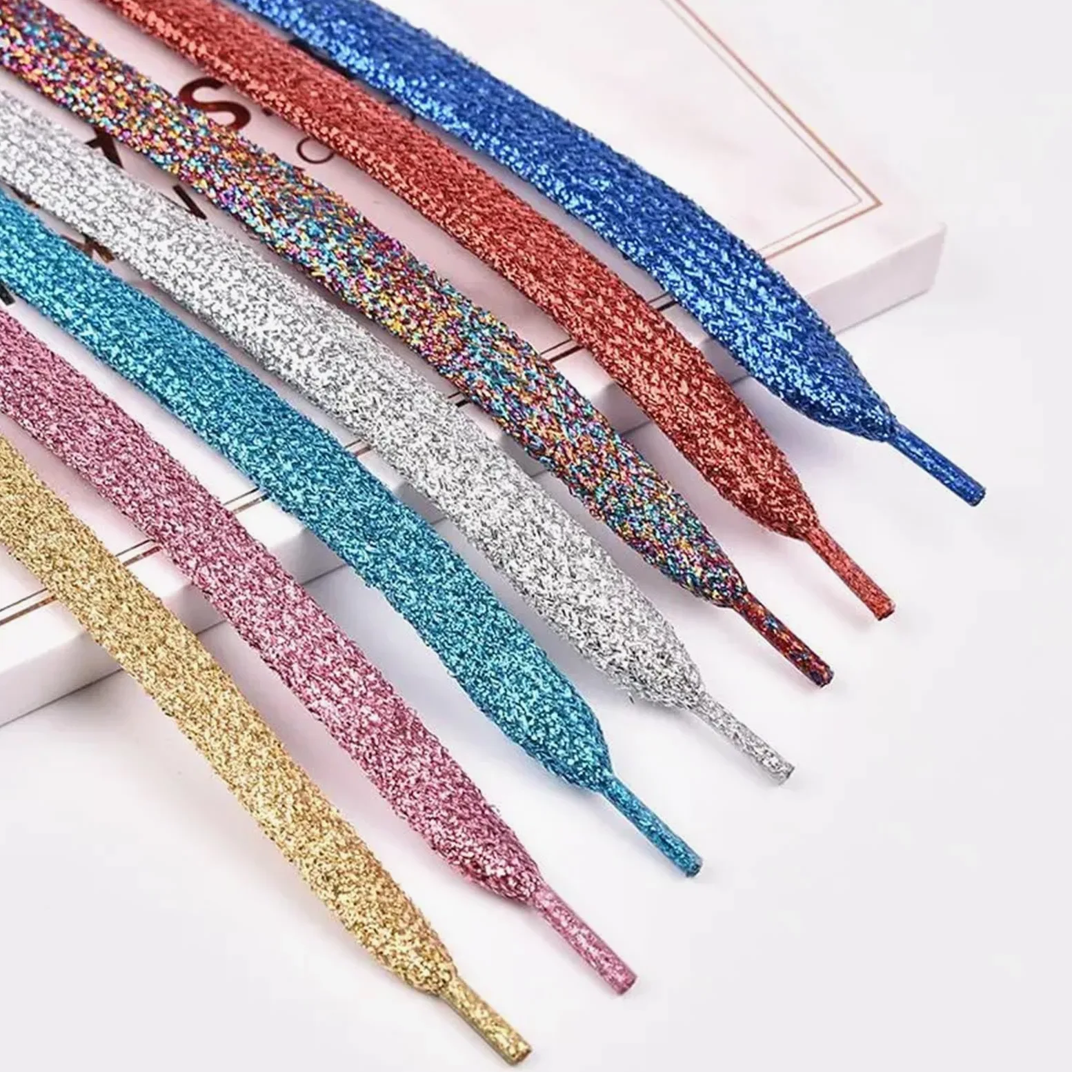 10 pares de cordones brillantes dorados y plateados for zapatillas deportivas Para Zapatos Casuales