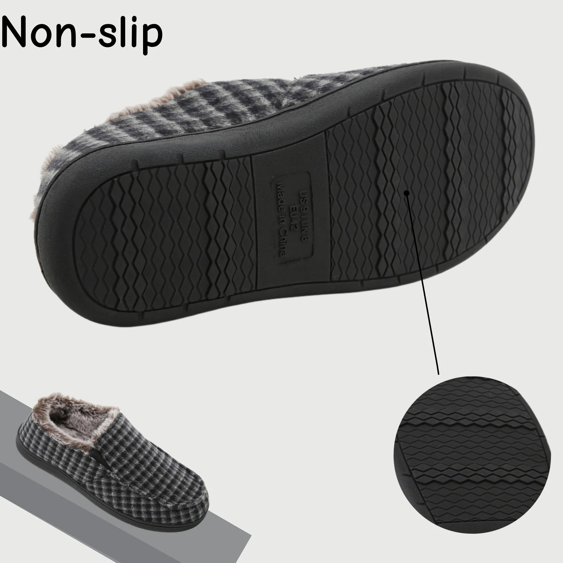 SMajong Zapatillas de Estar por Casa Hombre Invierno Cálido Pantuflas Zapatos con Antideslizante Suelo para Interior y Exterior Gr.40-46