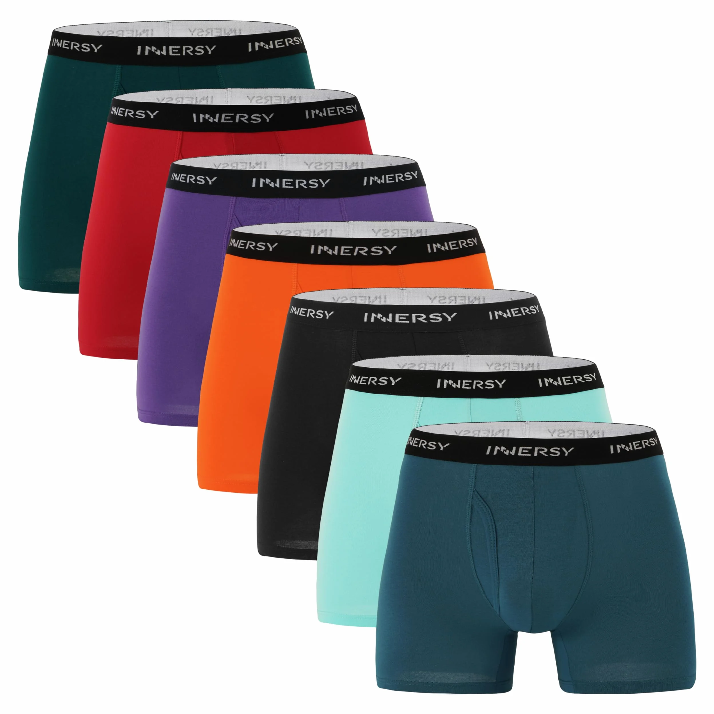 INNERSY Calzoncillos tipo bóxer para hombre, de algodón, con abertura, multicolor, 7 unidades