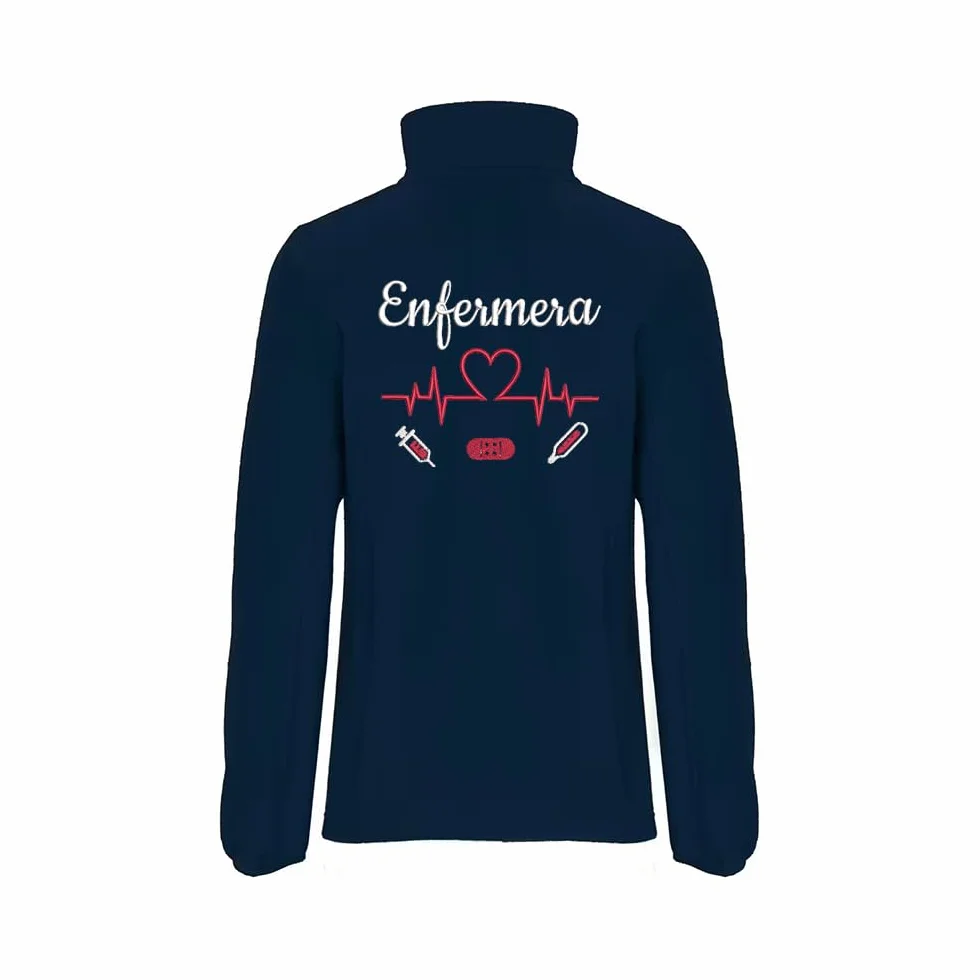 Forro Polar Bordado Mujer Personalizado LÍNEA DE Vida-CORAZÓN Cremallera Bolsillos