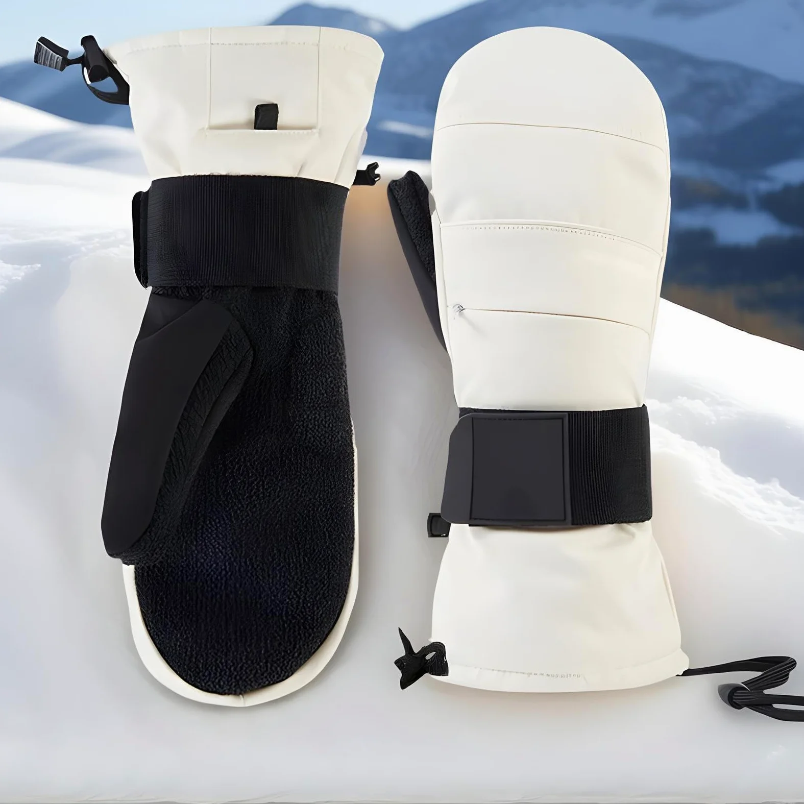Guantes de motocicleta para clima frío, guantes térmicos para pantalla táctil, con protector de muñeca, guantes de snowboard con forro polar, para hombres, motocicleta, esquí, nieve, ciclismo